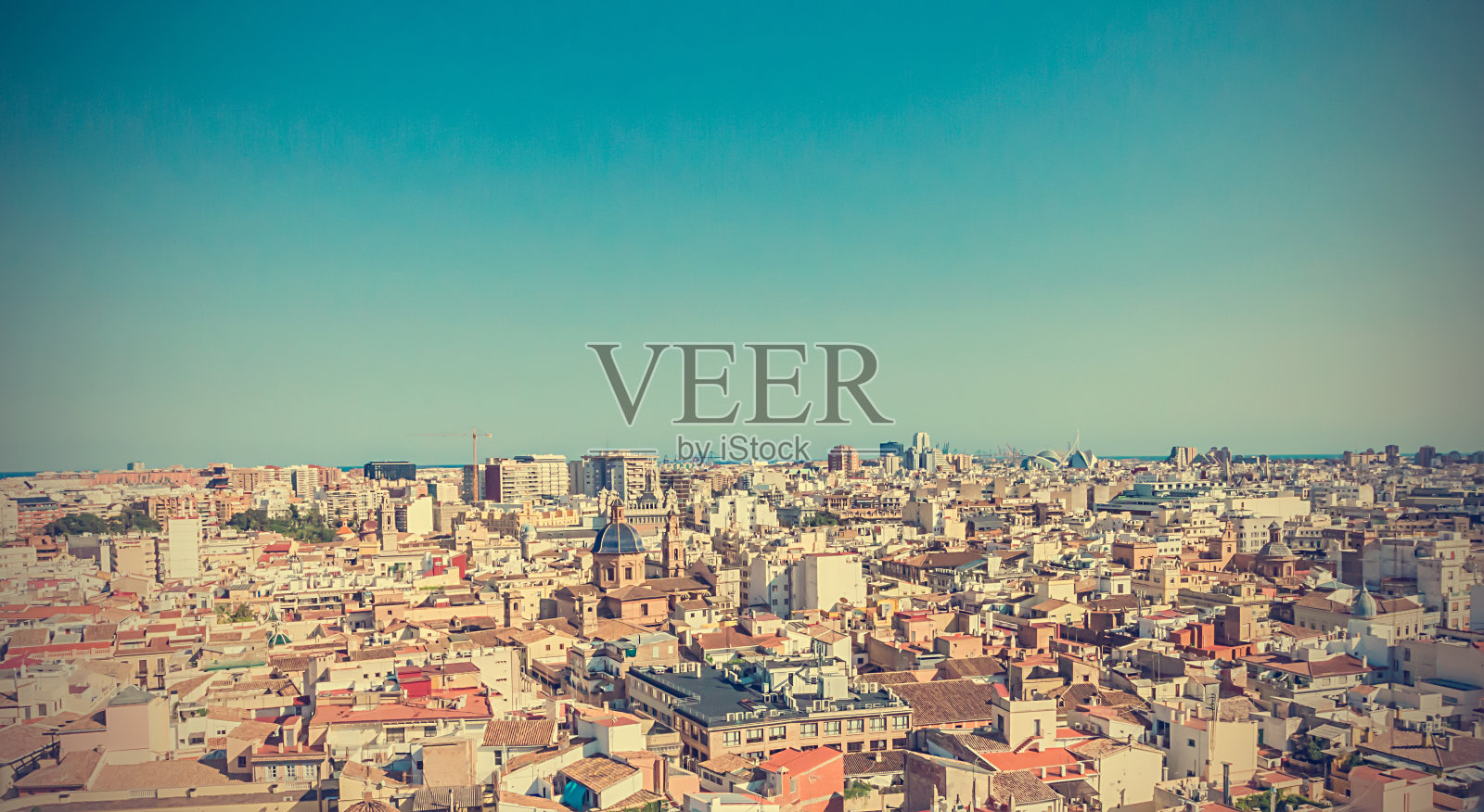 巴伦西亚鸟瞰图照片摄影图片