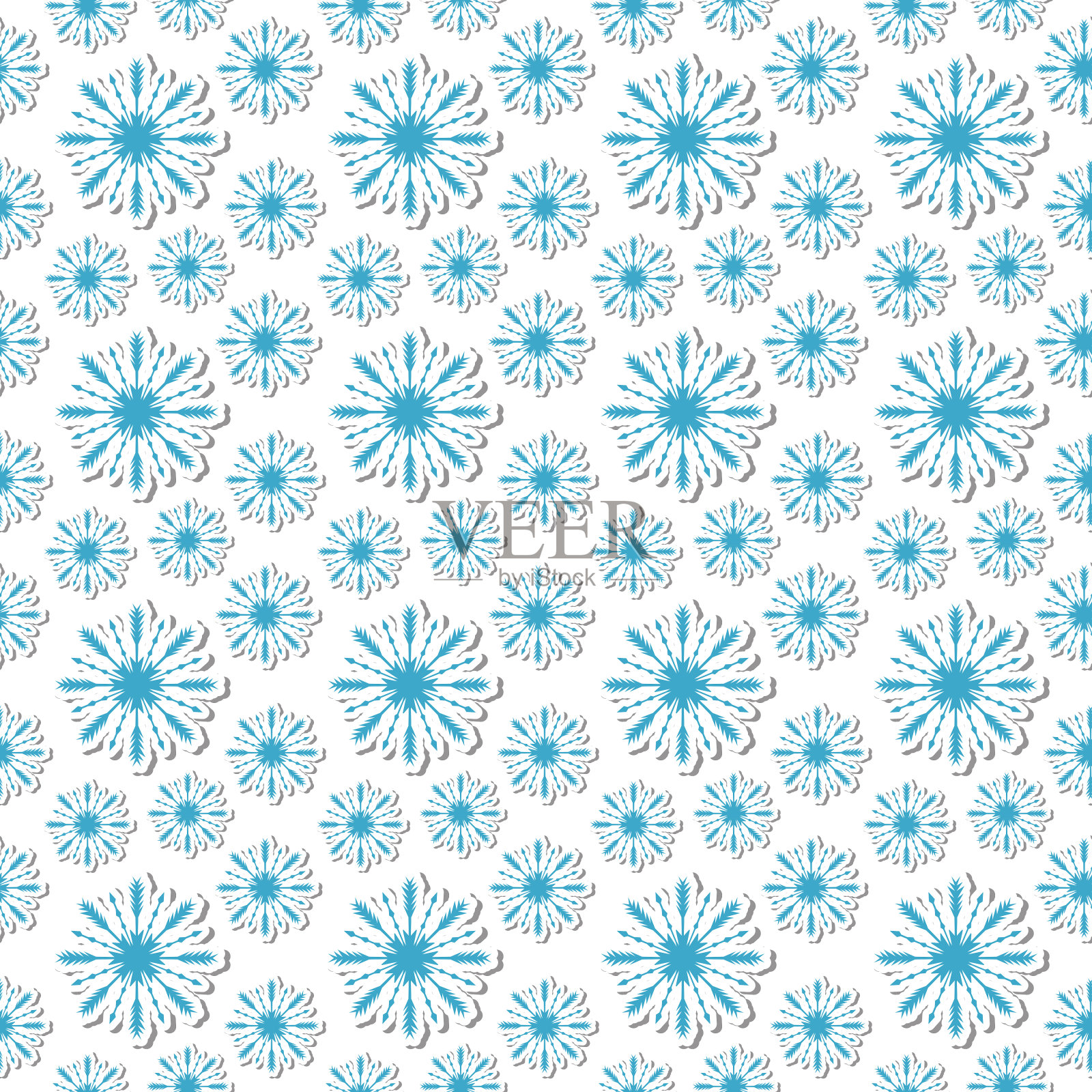 体积雪花无缝模式。新年的雪无止境的背景,冬天重复的纹理。圣诞节的背景。矢量插图。插画图片素材