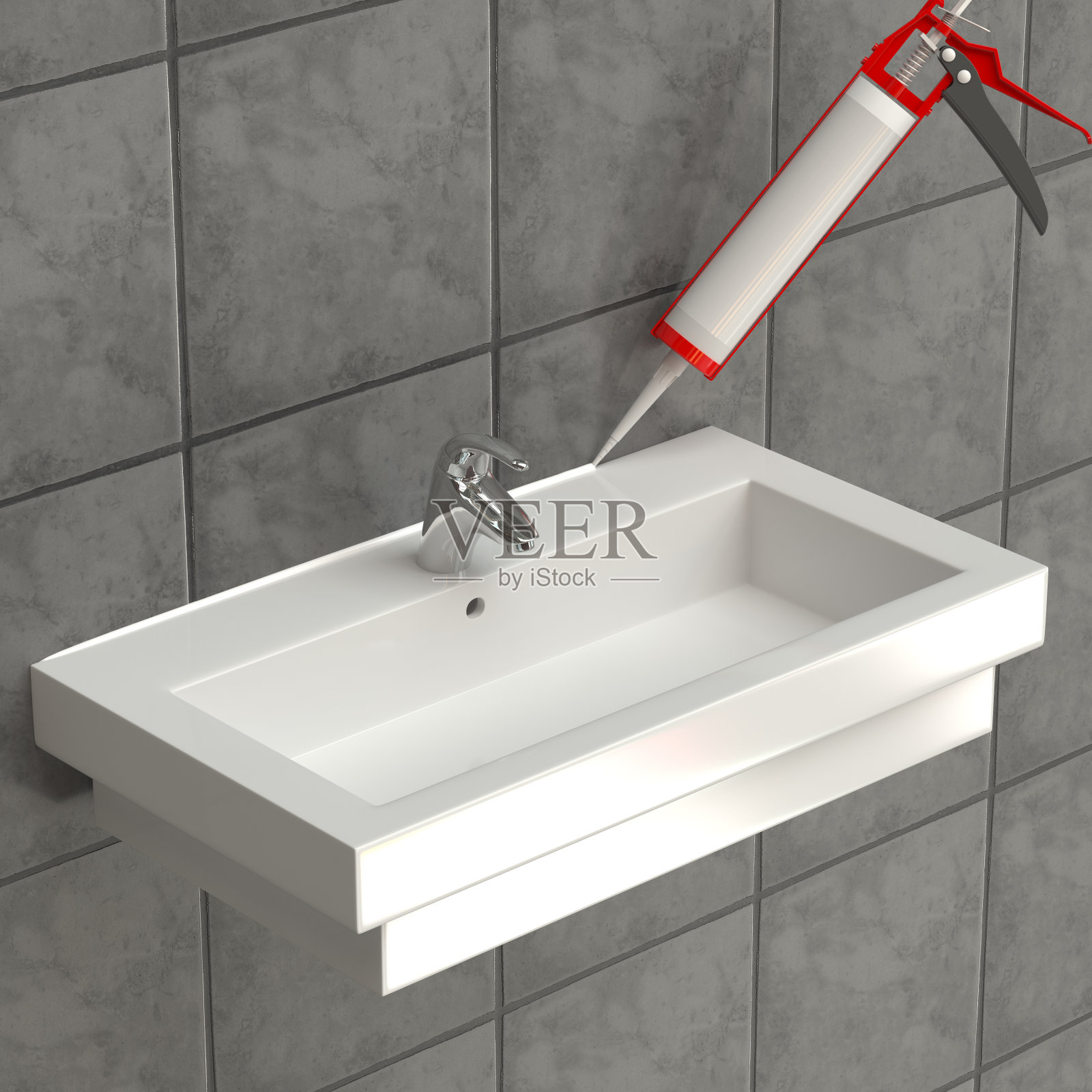 可视化。密封胶应用于脸盆照片摄影图片