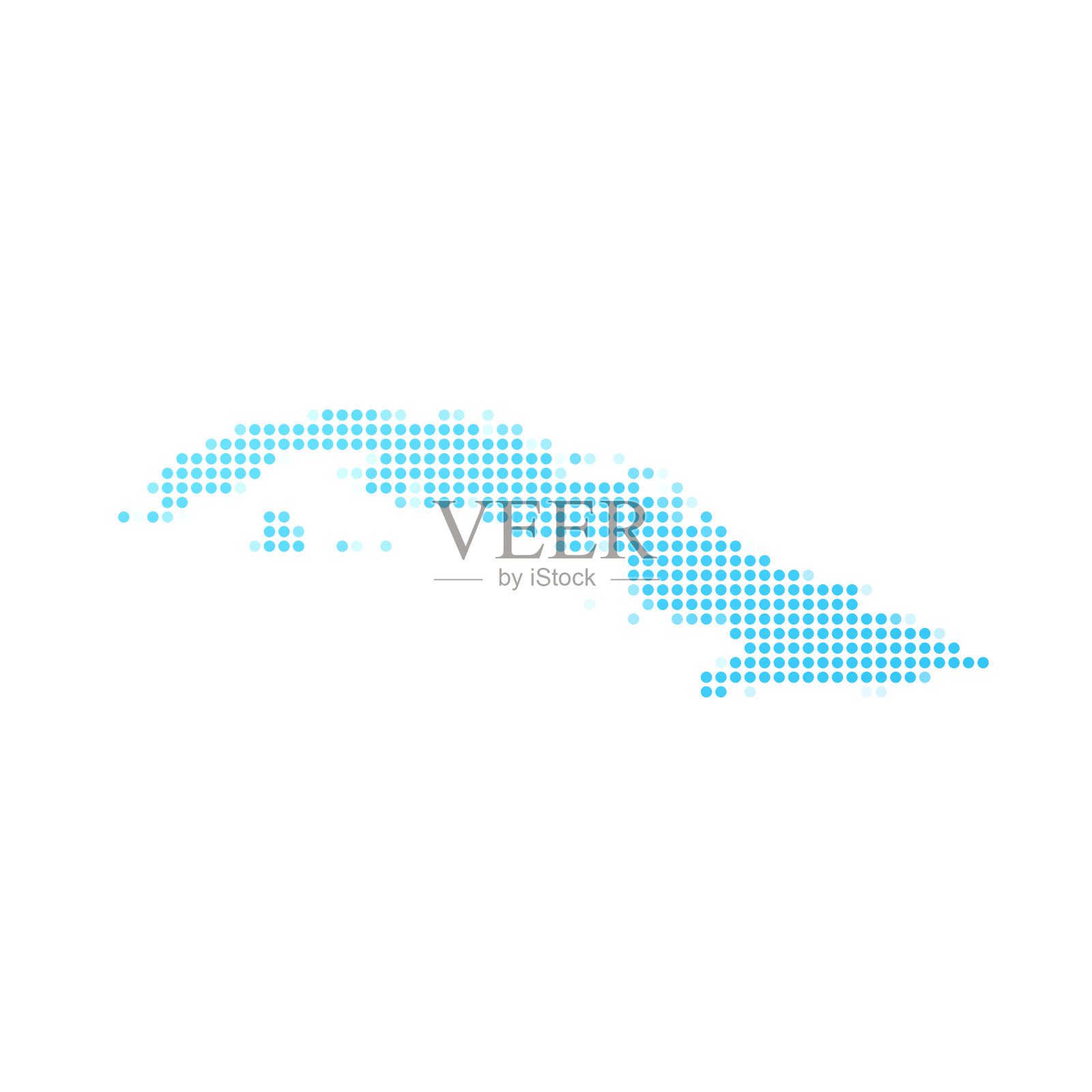 白底蓝点的古巴地图插画图片素材