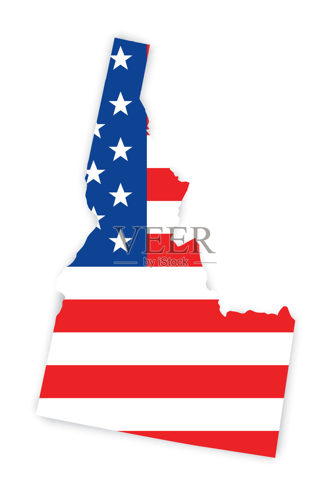 爱达荷地图与旗帜为背景插画图片素材