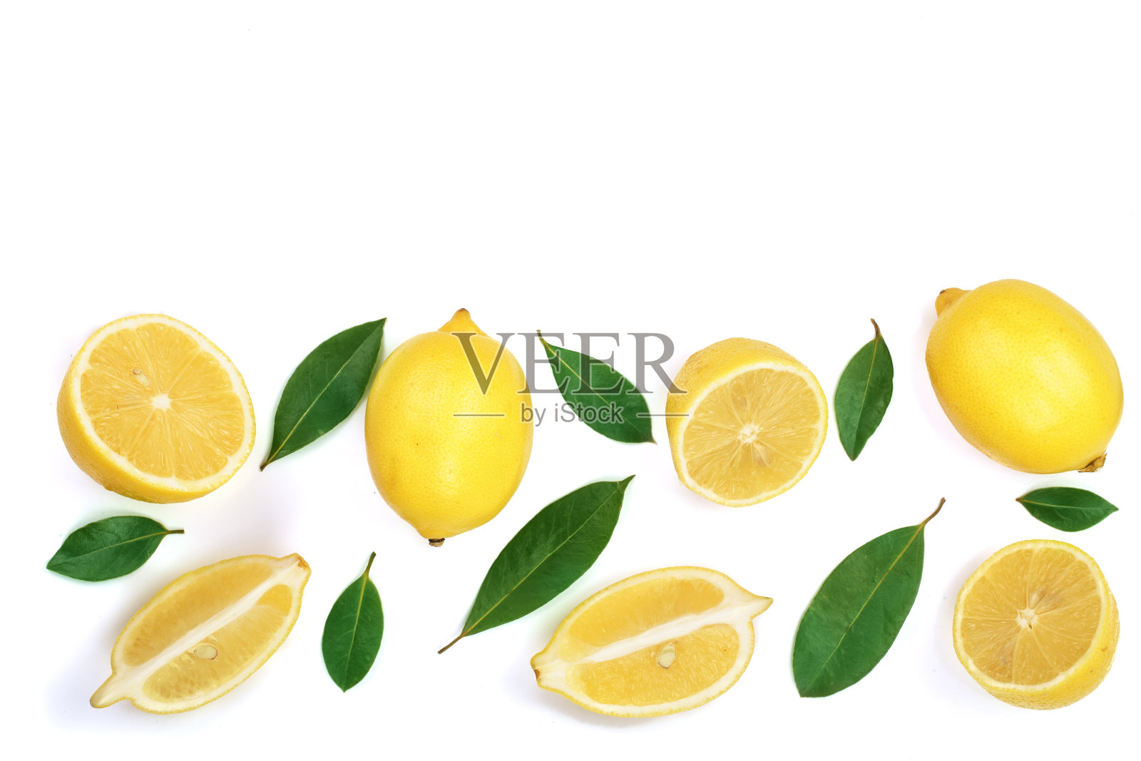 柠檬孤立的白色背景与复制空间为您的文本。平躺,俯视图照片摄影图片