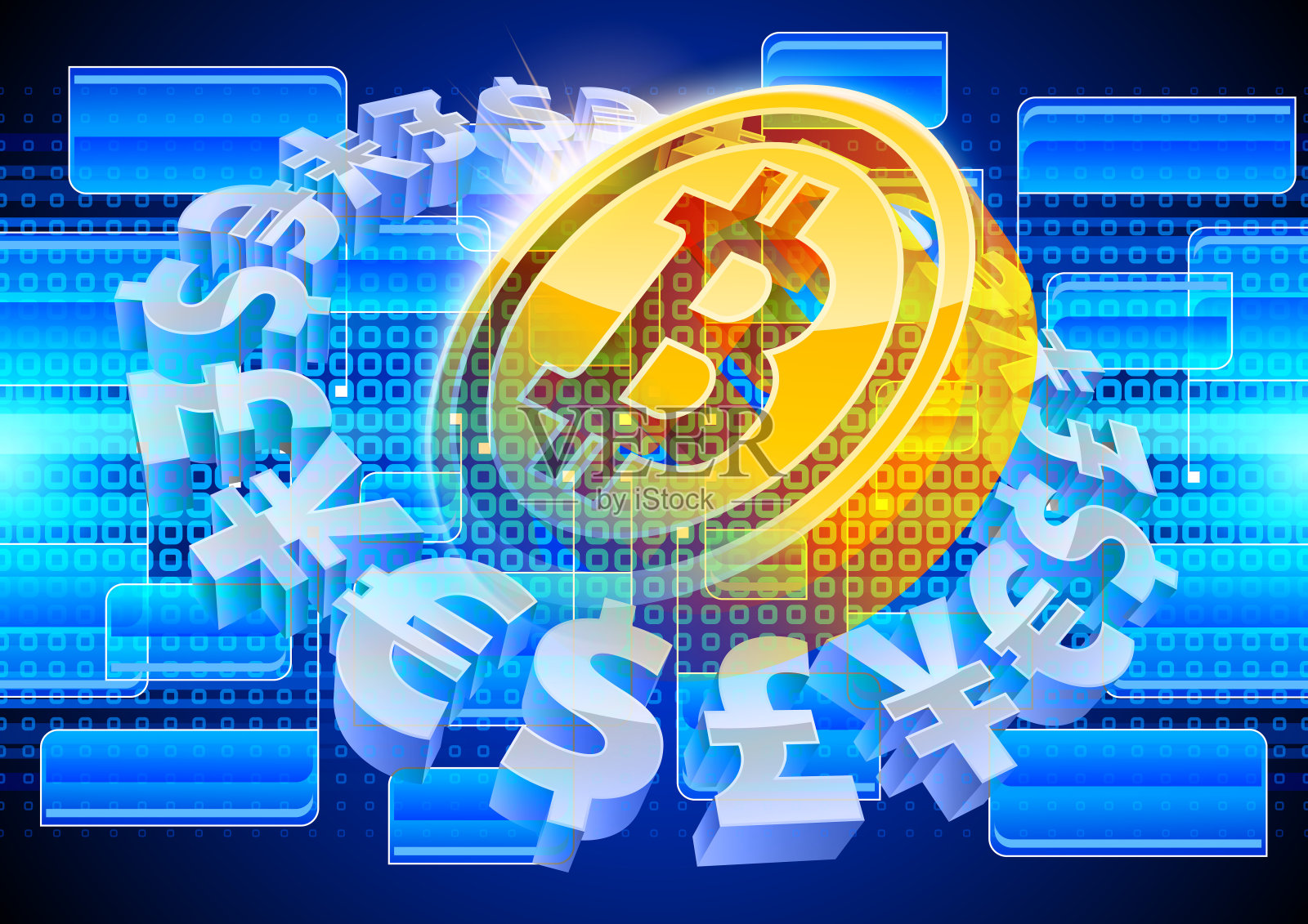 全球金融比特币插画图片素材