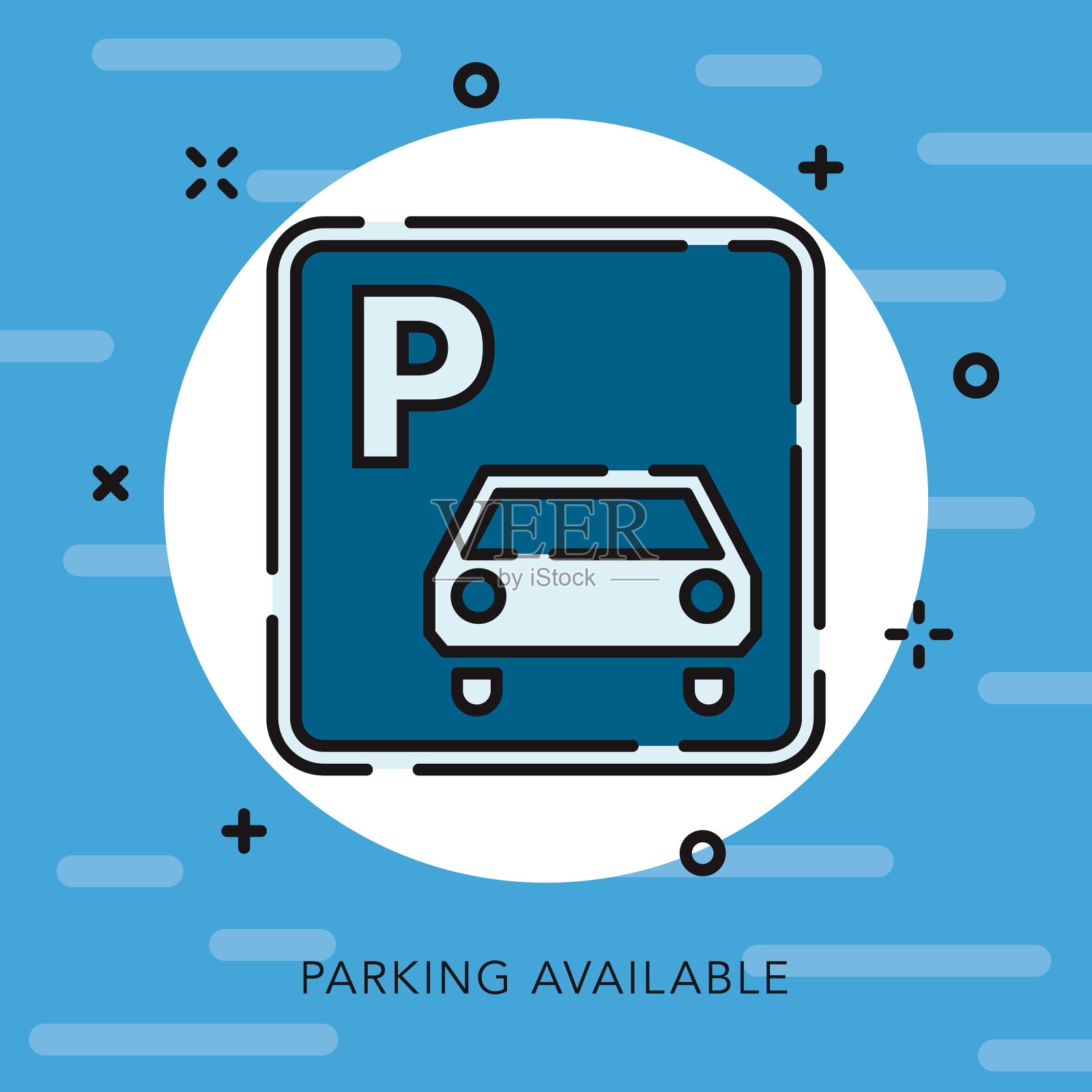 停车开放轮廓房地产图标插画图片素材