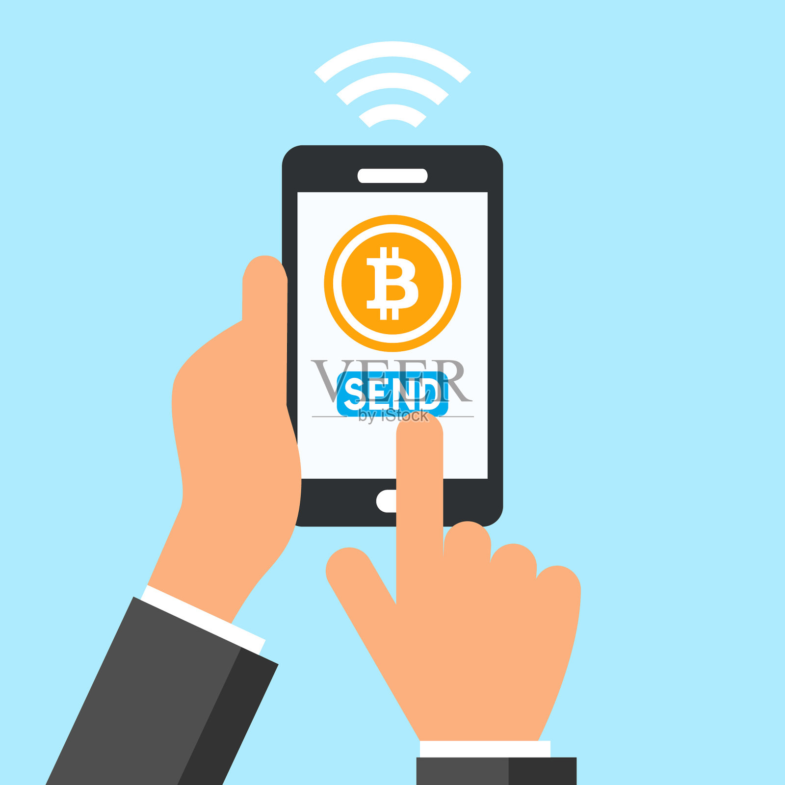 智能手机非接触支付或交易-向量插画图片素材