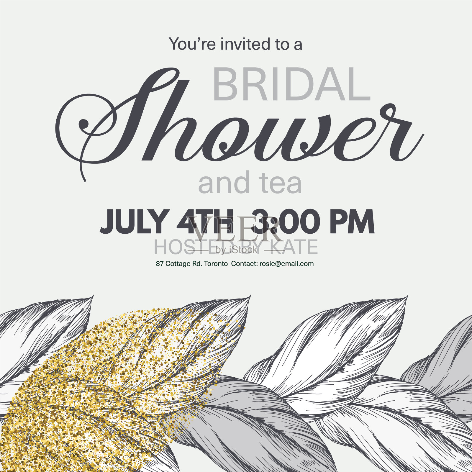 热带树叶邀请模板设计模板素材