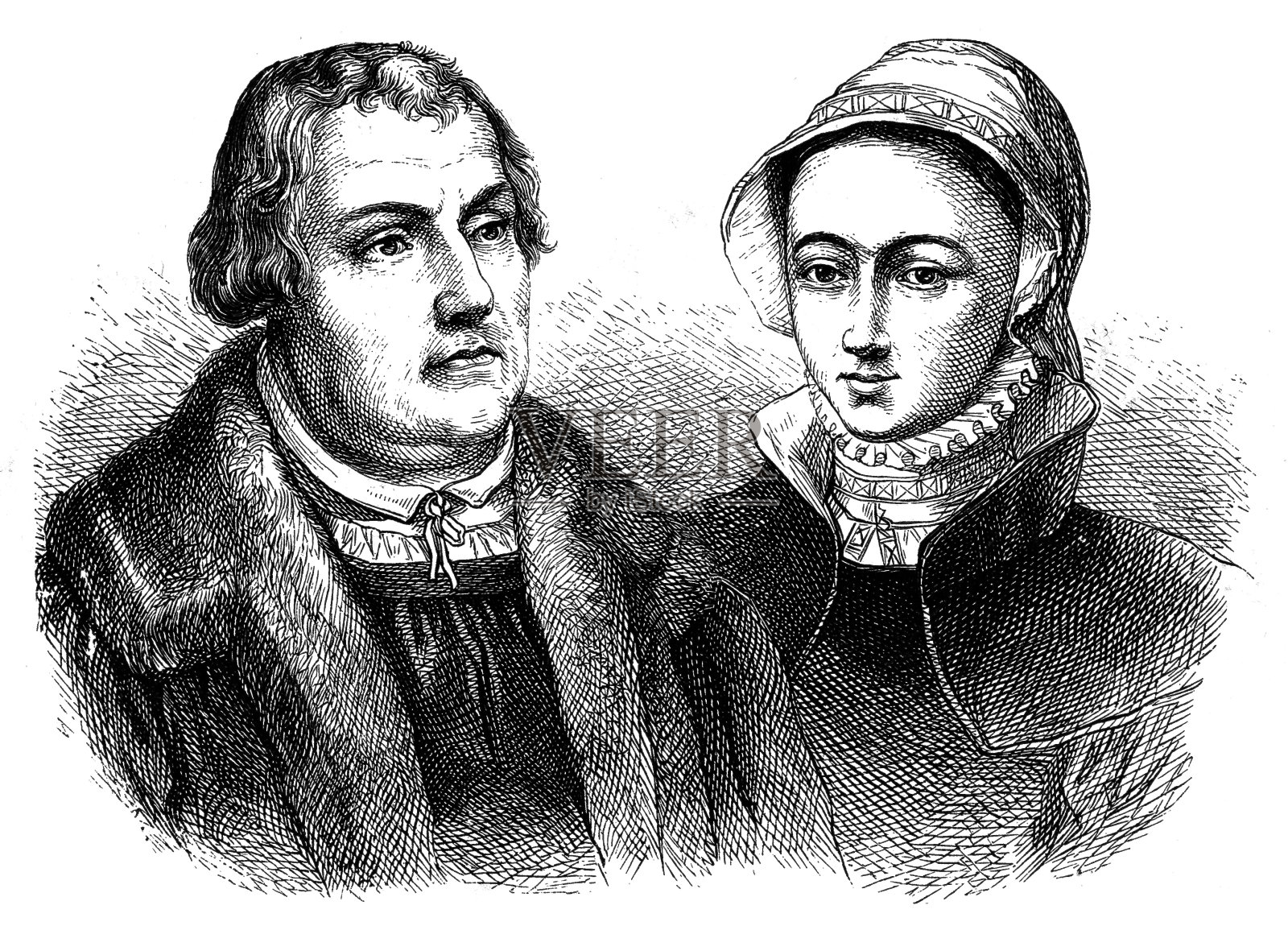 马丁·路德和他的妻子插画图片素材