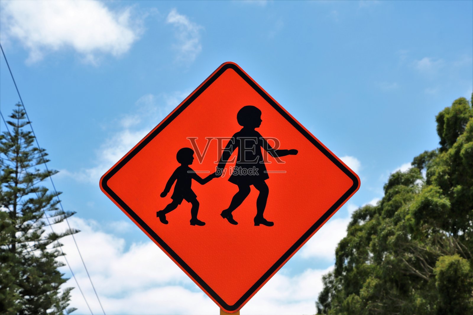 交通标志:澳大利亚西部,警告儿童过马路照片摄影图片