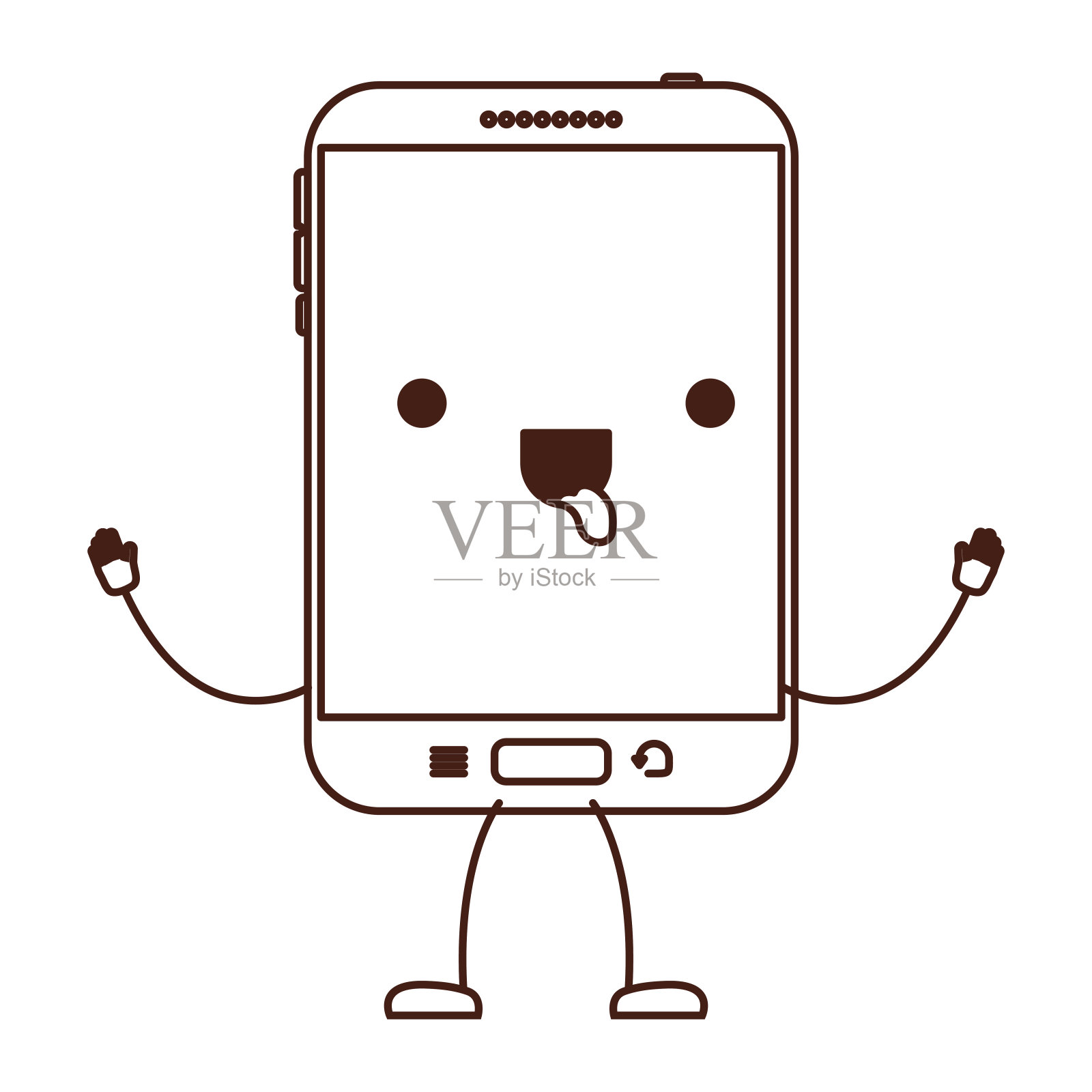 动画可爱的平板设备图标在单色剪影插画图片素材