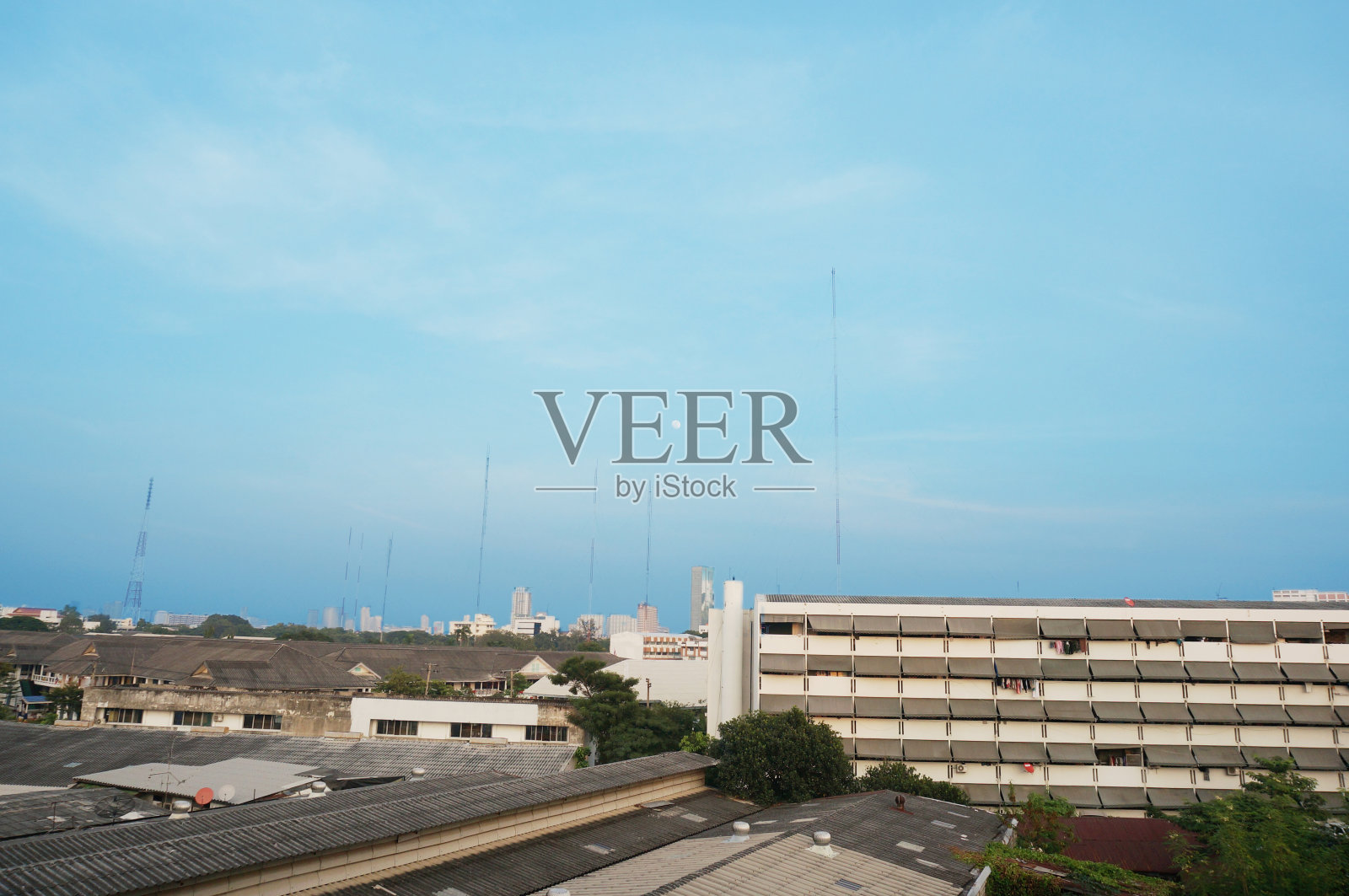 风景的一个城市在泰国鸟瞰图的天际线照片摄影图片