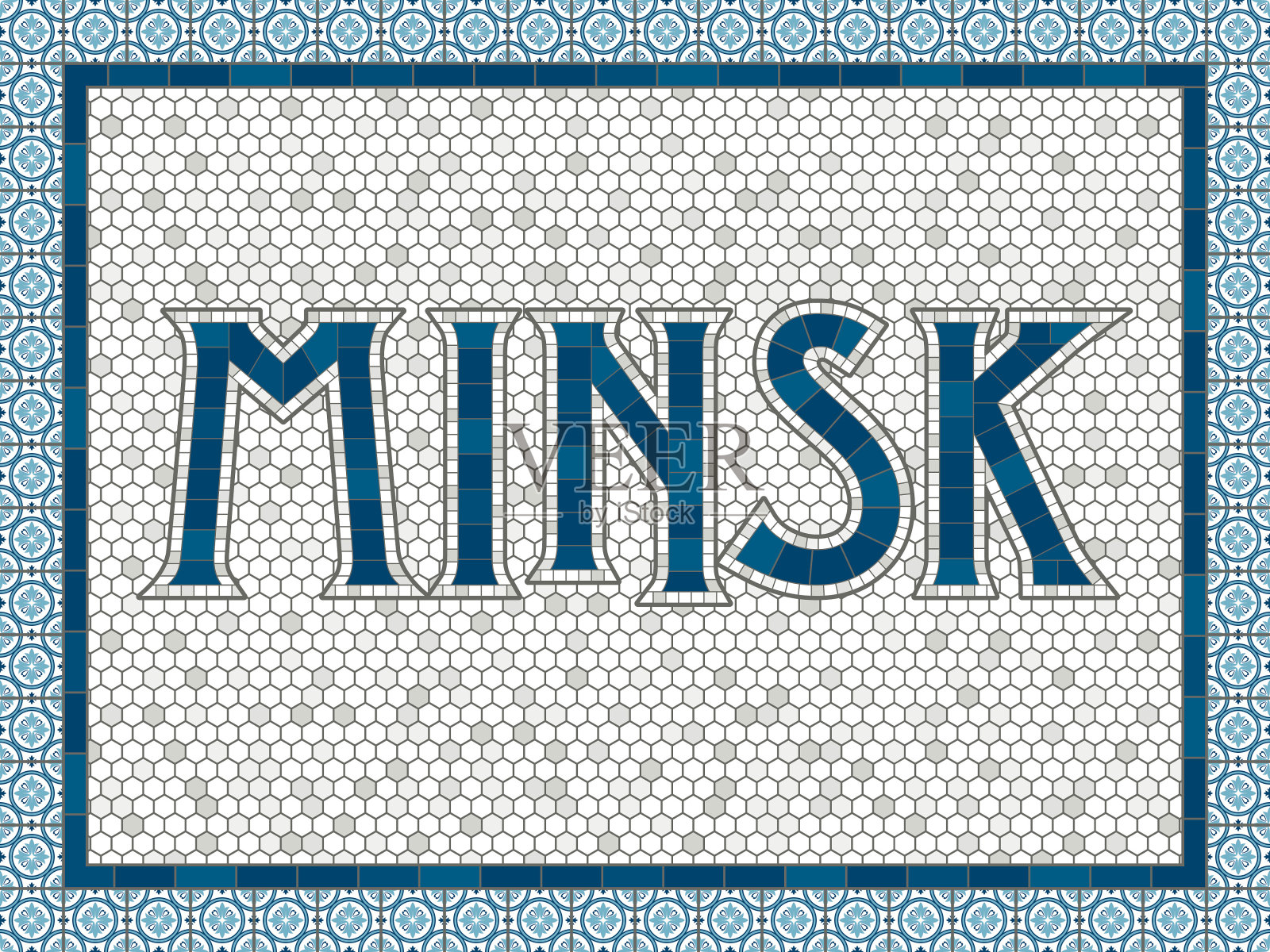 明斯克老式马赛克瓷砖排版插画图片素材