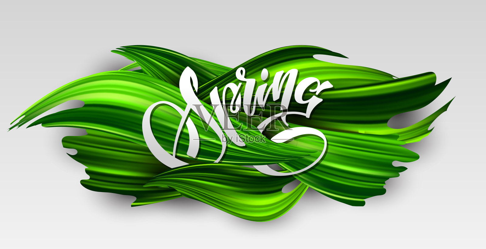 油或丙烯手绘心与油漆“春天”字插画图片素材