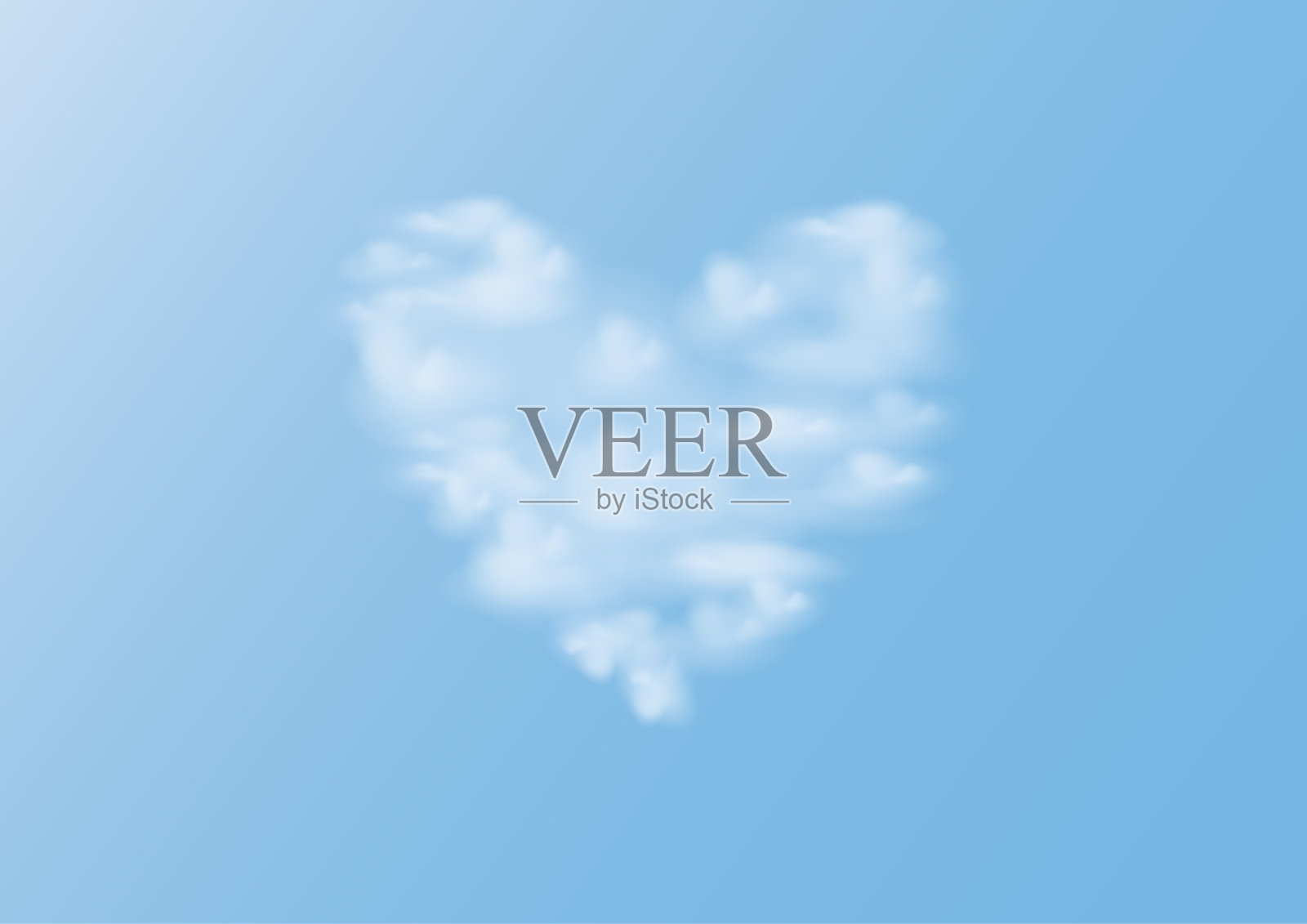 白云心形插画图片素材