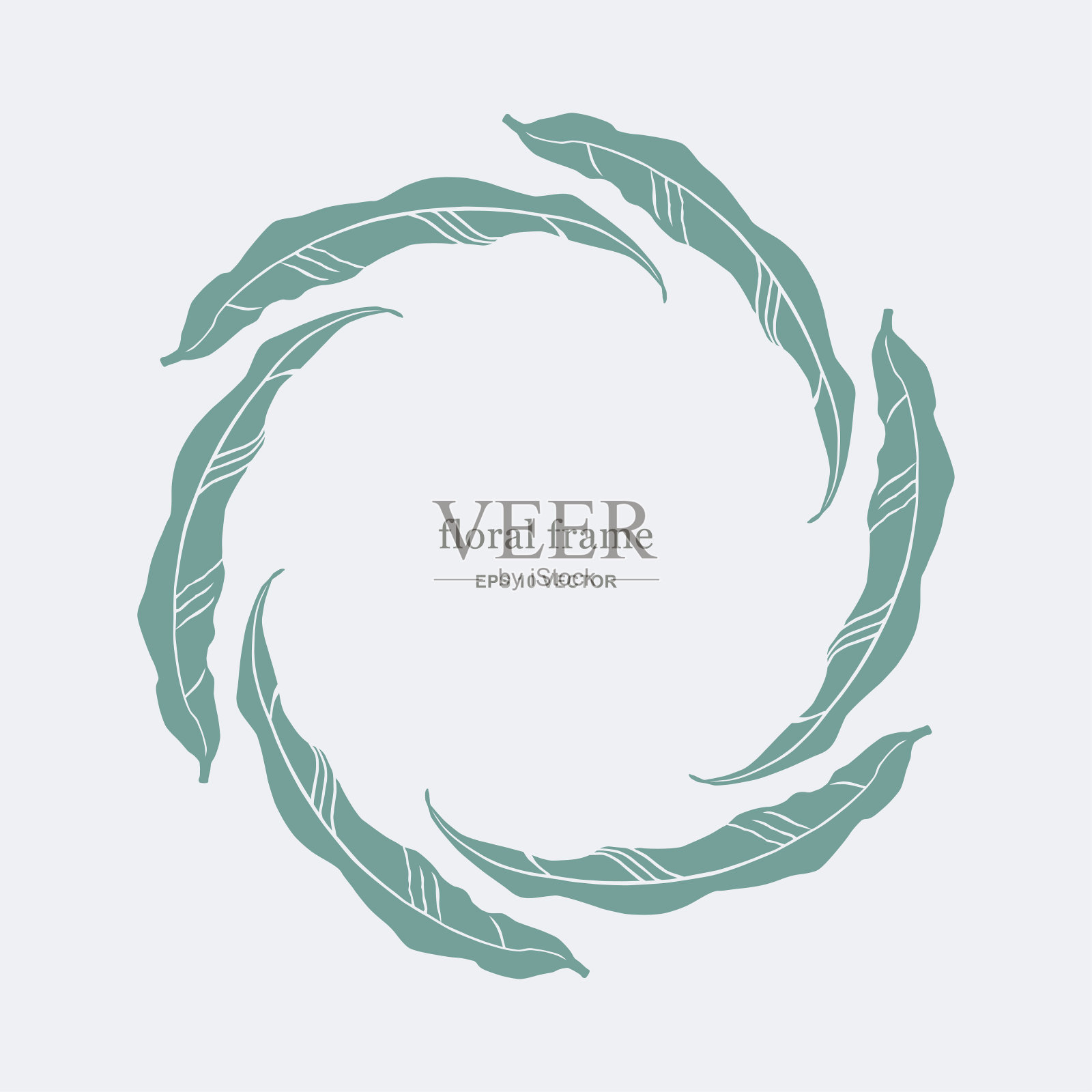 带叶子轮廓的矢量花卉框架插画图片素材