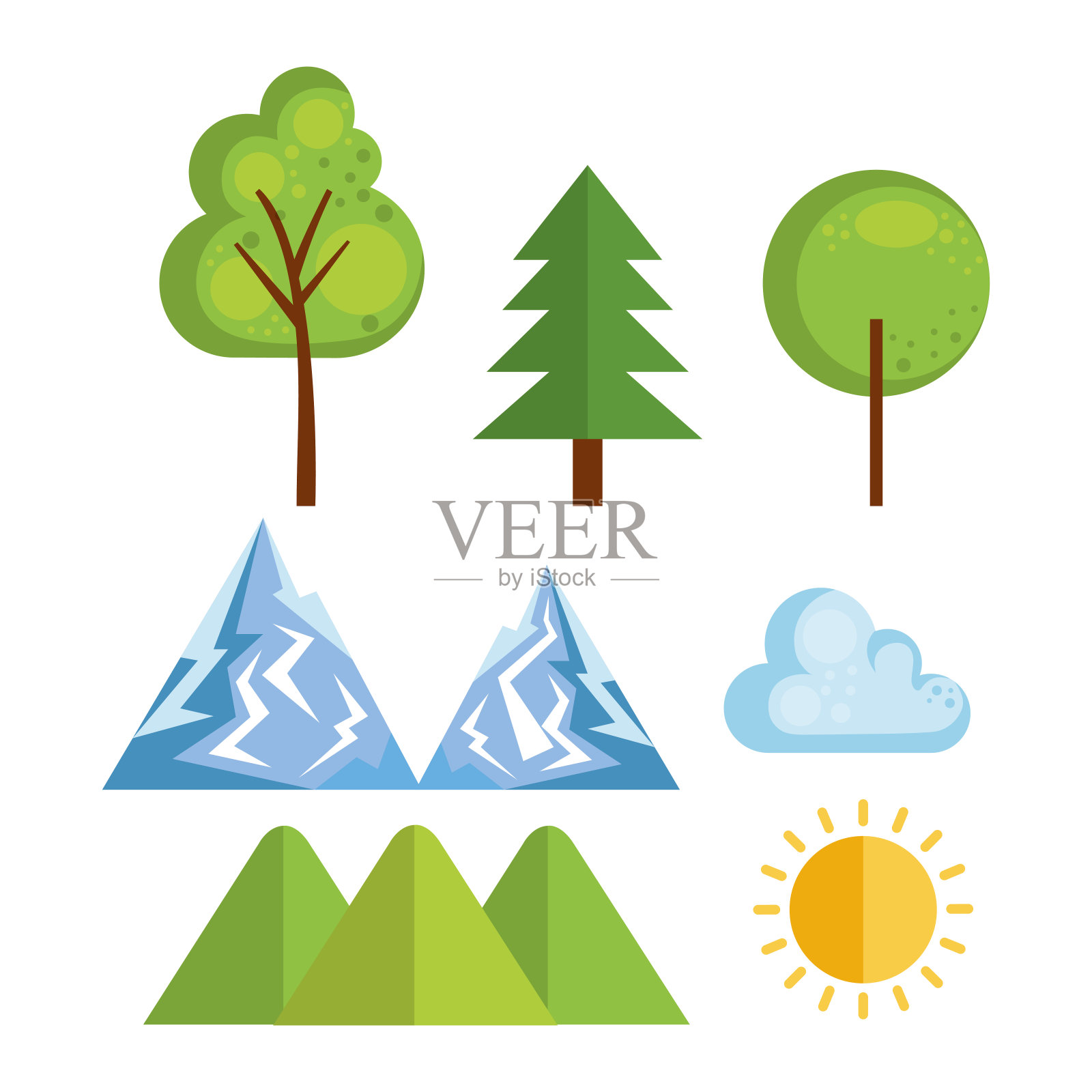 季节天气设置图标插画图片素材