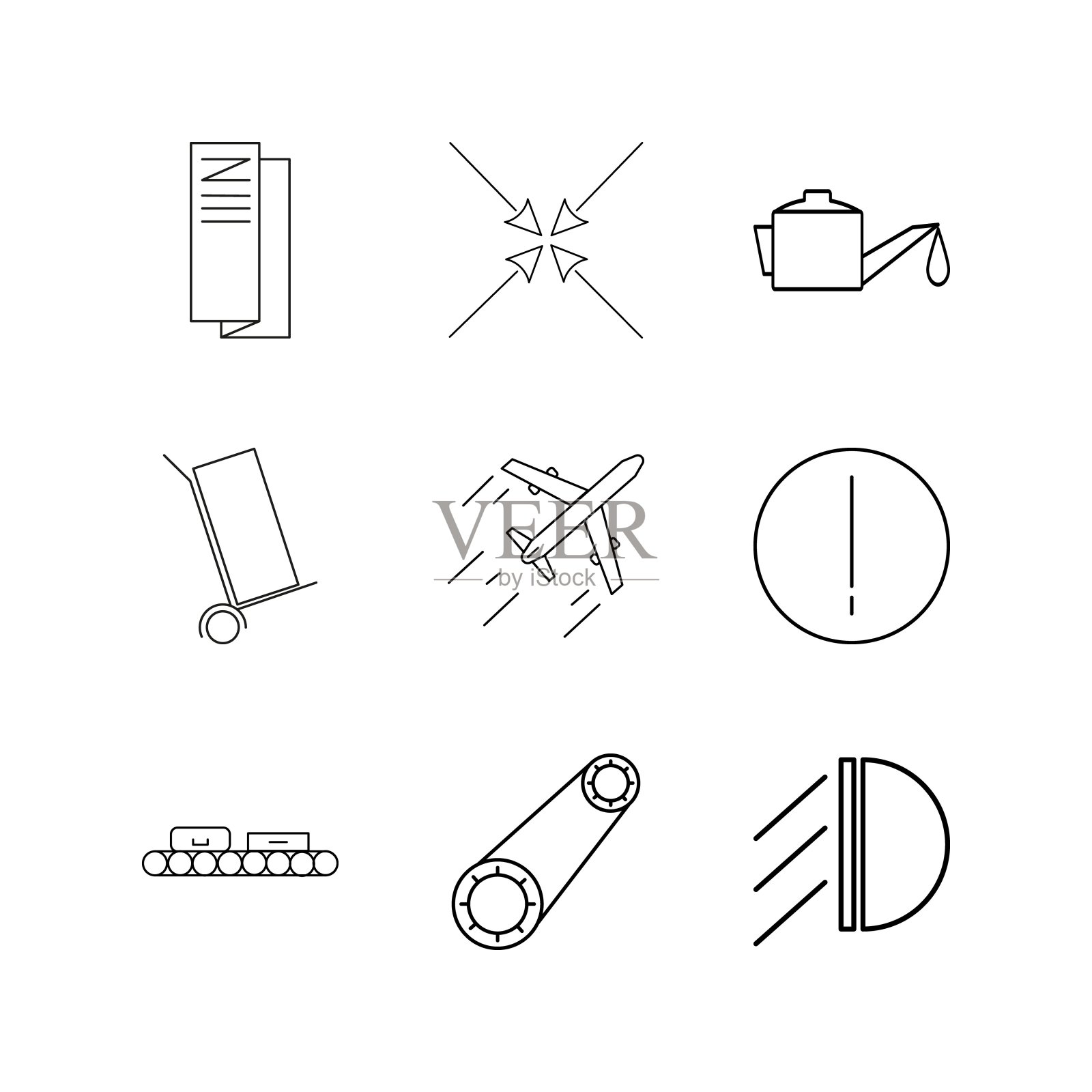 运输和运输线性图标集。简单的轮廓图标图标素材