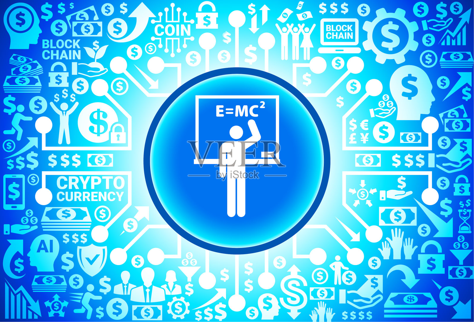 教授货币和加密货币背景天文图标插画图片素材