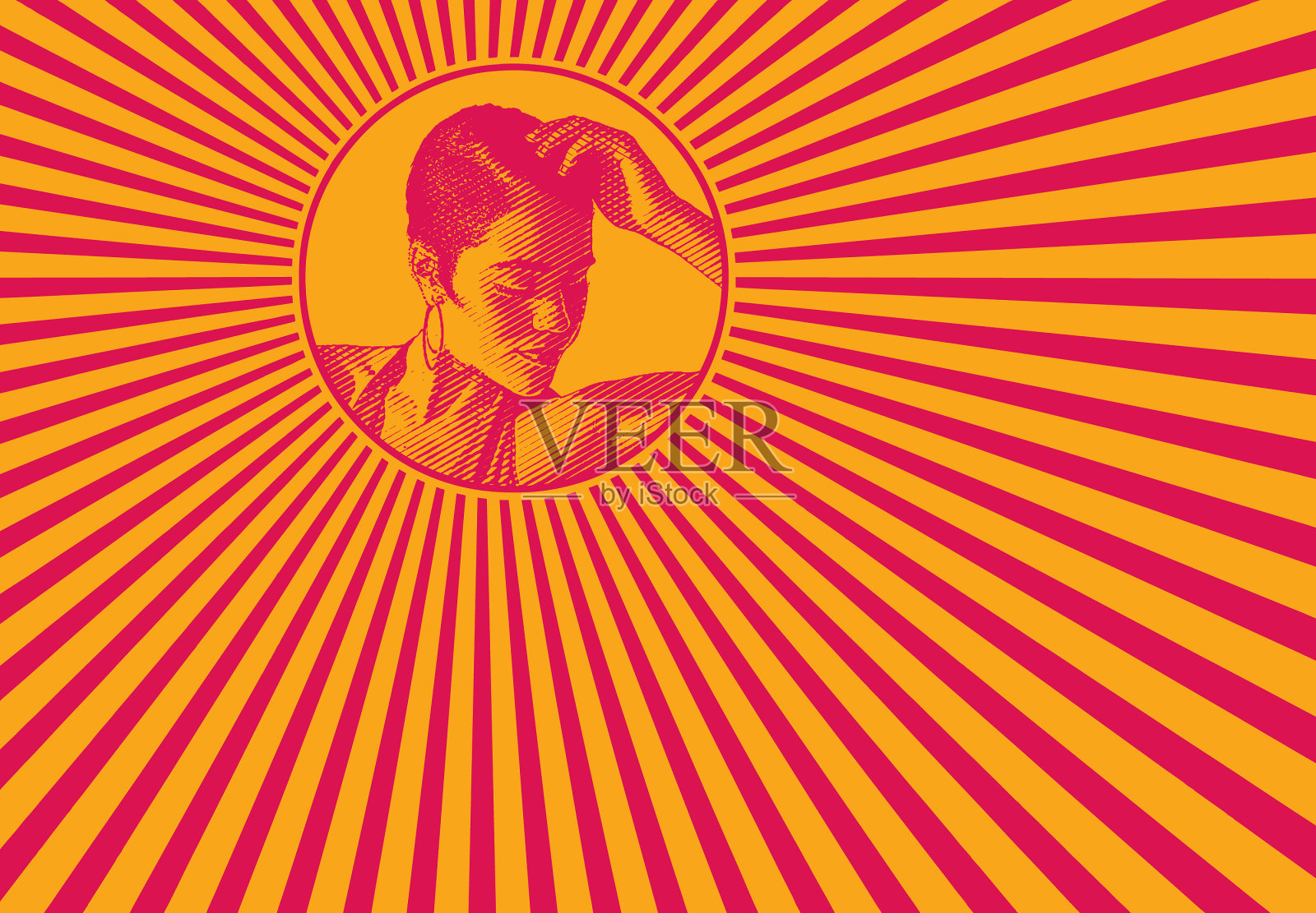 混血女人和迷幻模式插画图片素材