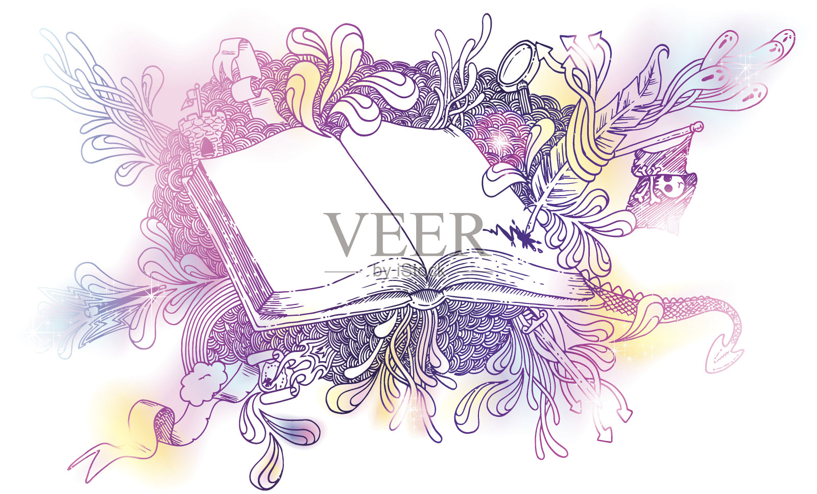 神奇的幻想故事书插画图片素材