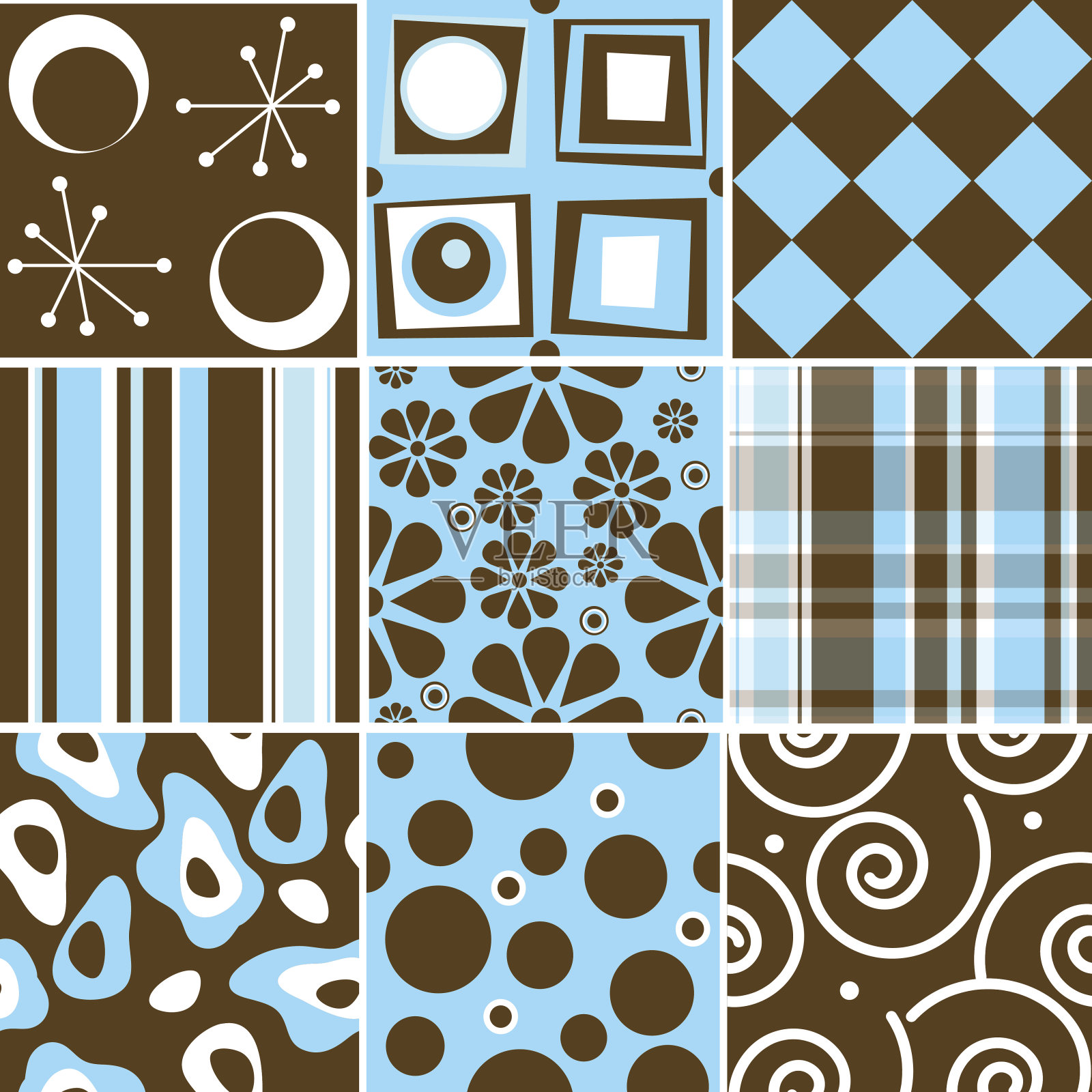 巧克力和青色无缝瓷砖收集插画图片素材