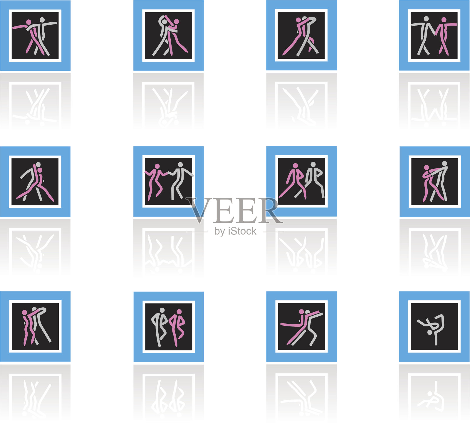 跳舞,12种不同的礼仪图标素材