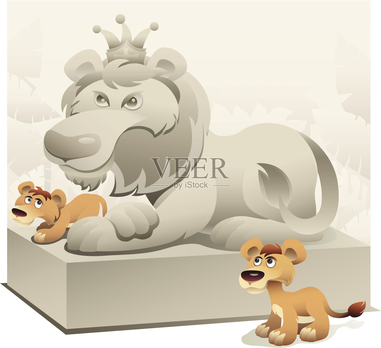 少壮狮子的梦想插画图片素材