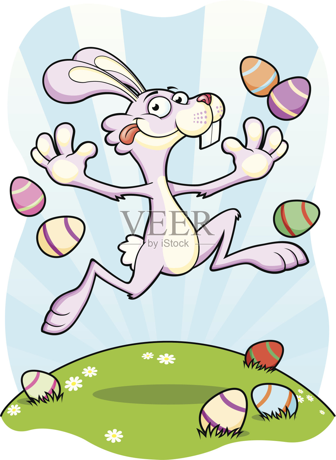 复活节兔子跳跃插画图片素材