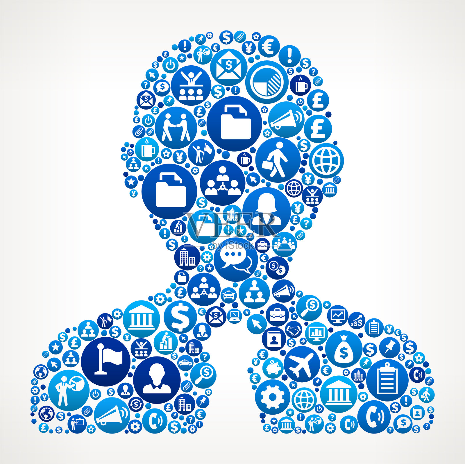 男性大头商业和金融蓝色图标模式插画图片素材