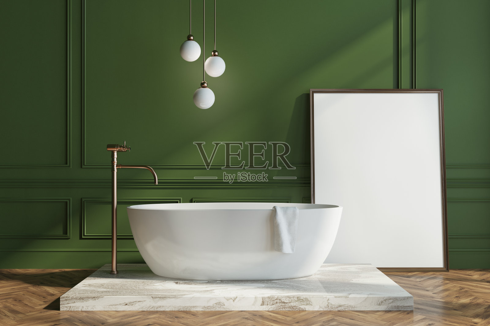 绿色墙浴室,海报照片摄影图片
