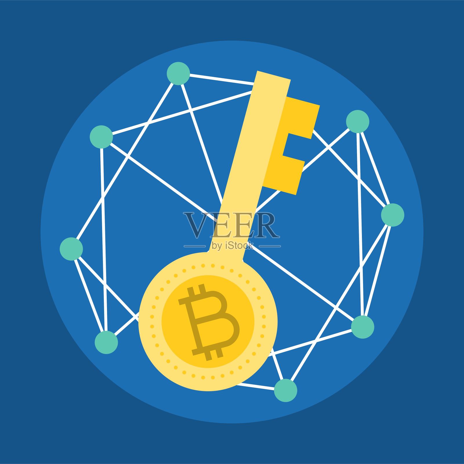 加密密钥,加密货币图标,平面设计插画图片素材