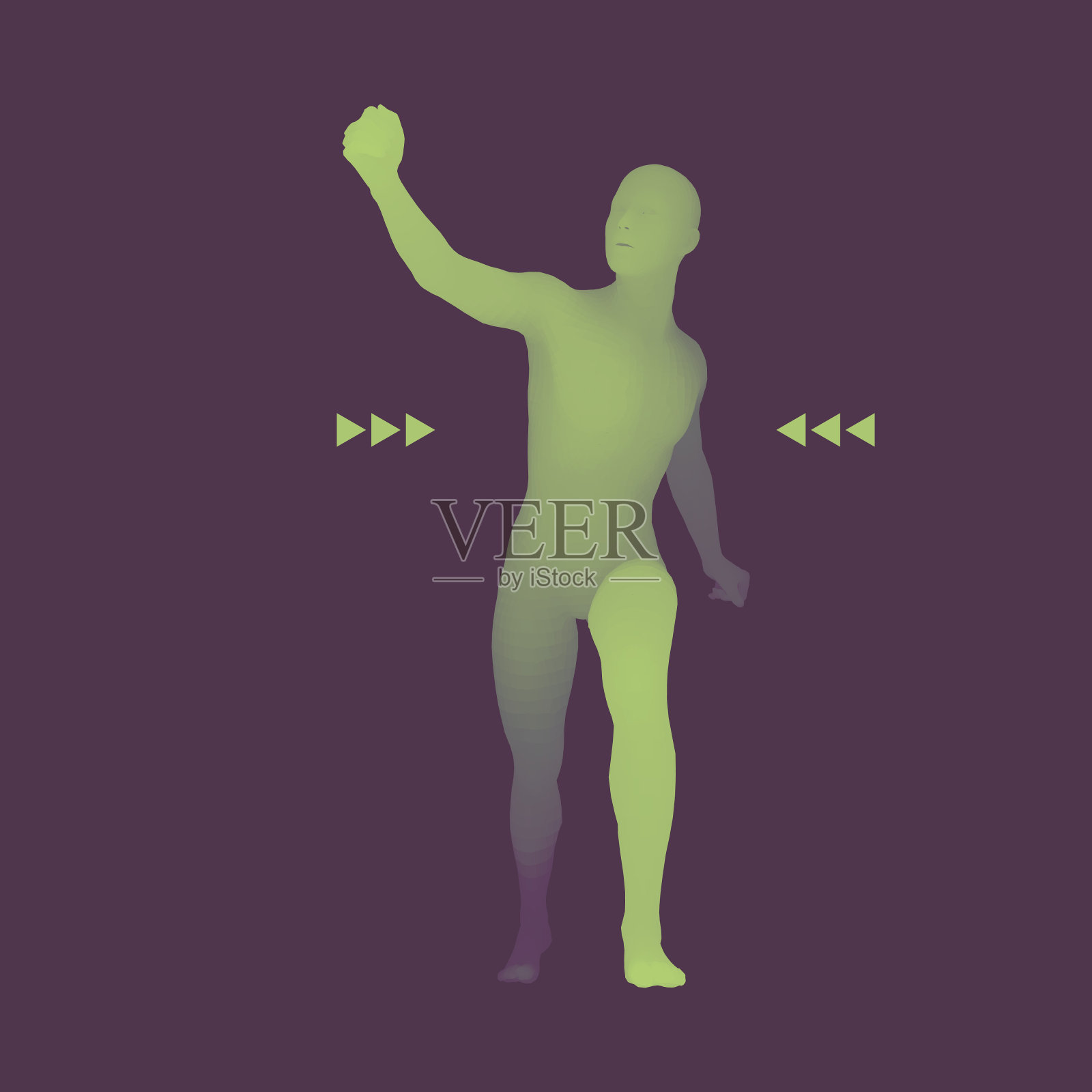 举起手臂的男人,体育赛事剪影,3D模型矢量插画插画图片素材