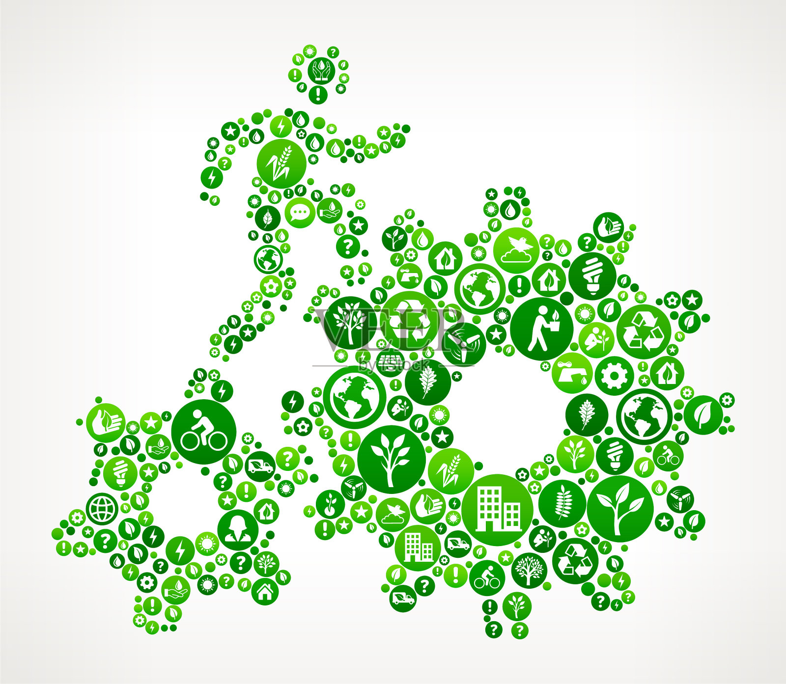 简笔画攀爬齿轮自然和环境保护图标模式插画图片素材