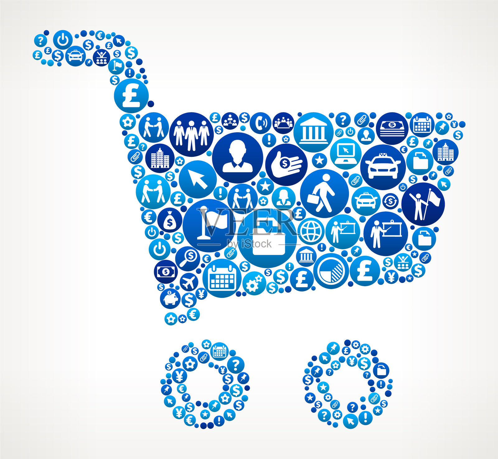 购物车业务和金融蓝色图标模式插画图片素材