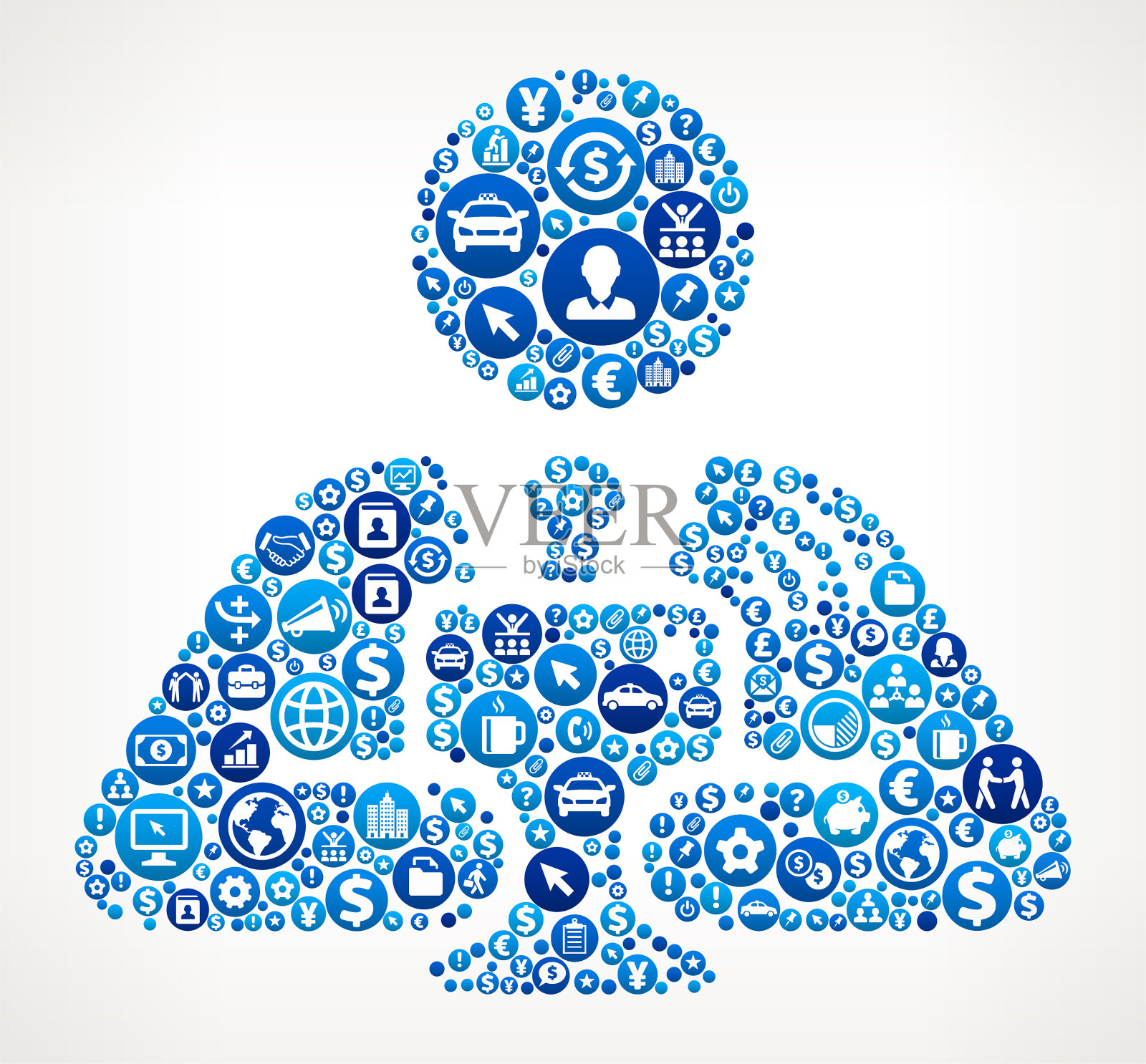 计算机连接业务和金融蓝色图标模式插画图片素材