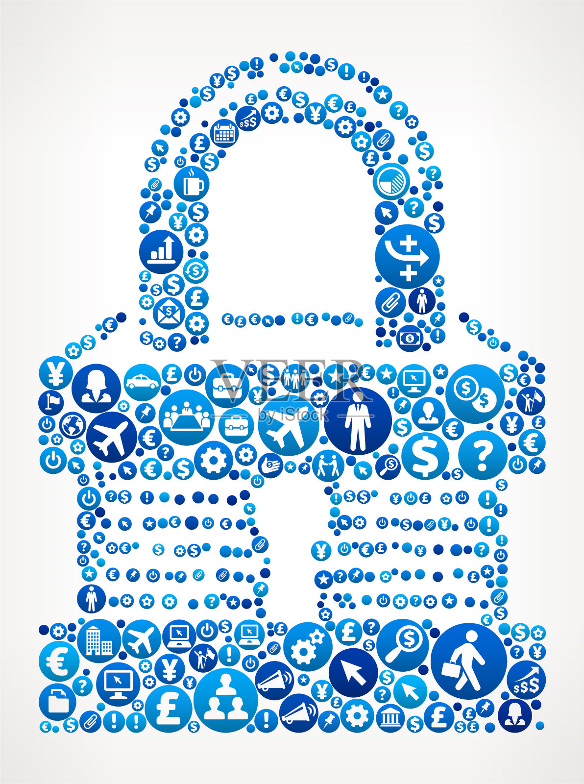 安全锁业务和金融蓝色图标模式插画图片素材