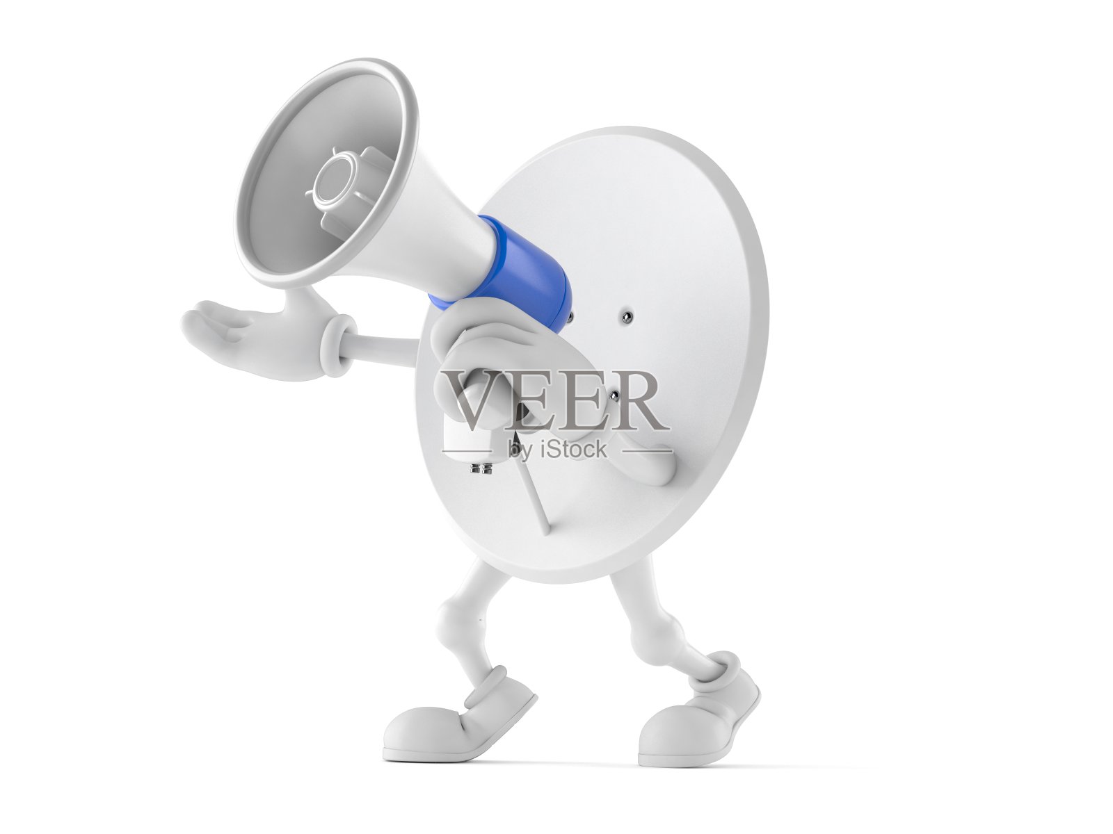 卫星天线人物通过扩音器说话照片摄影图片