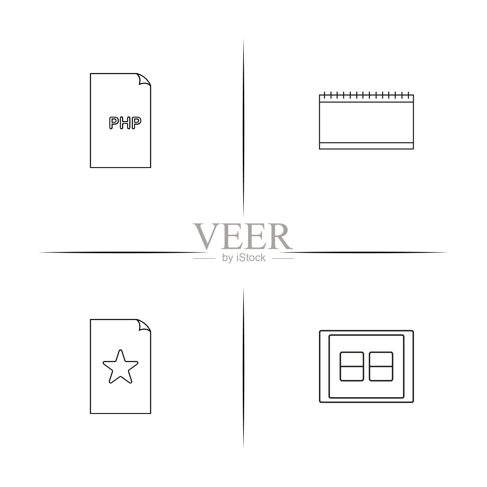 文件和文件夹,签名简单的线性图标集。简单的轮廓图标图标素材