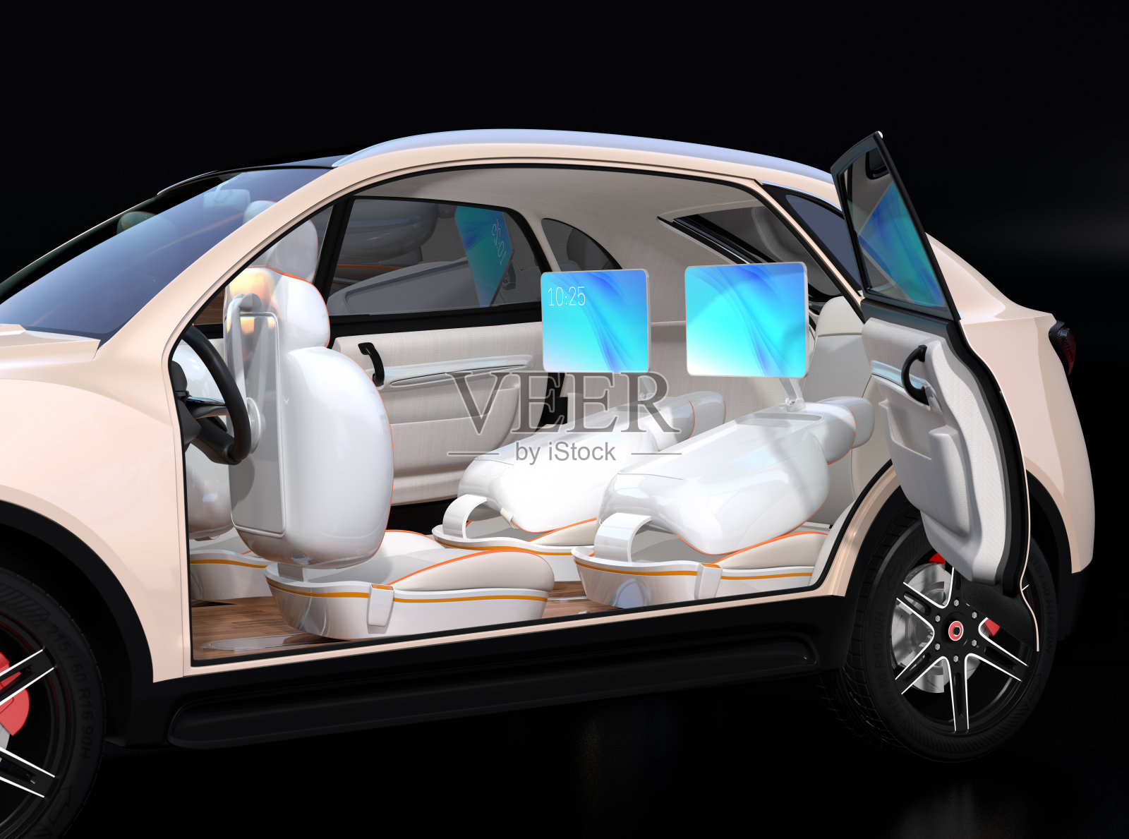 电动自动驾驶SUV车内设计照片摄影图片