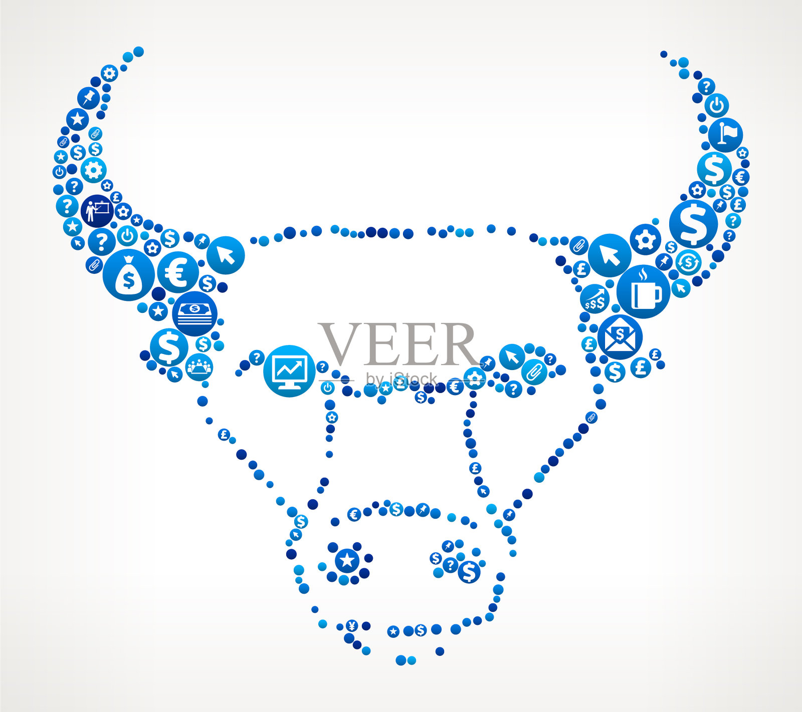 公牛和角商业和金融蓝色图标模式插画图片素材