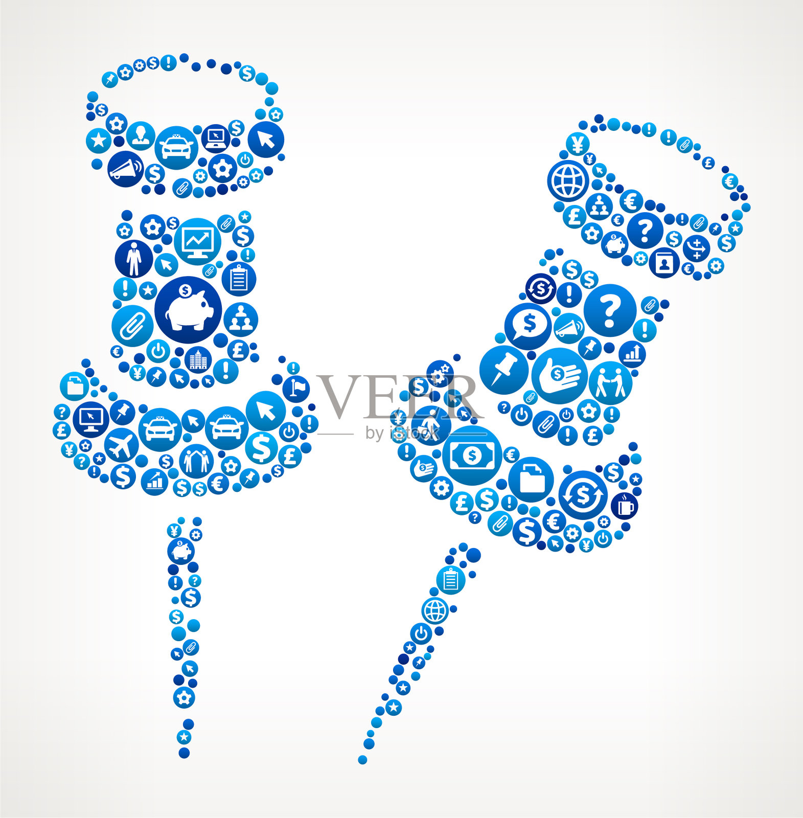 Pins商业和金融蓝色图标模式插画图片素材