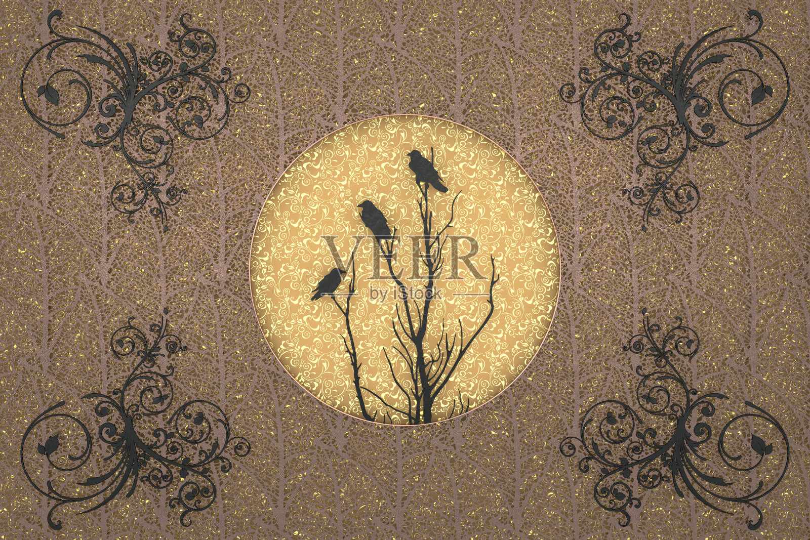 秋情纸裁纬背景照片摄影图片