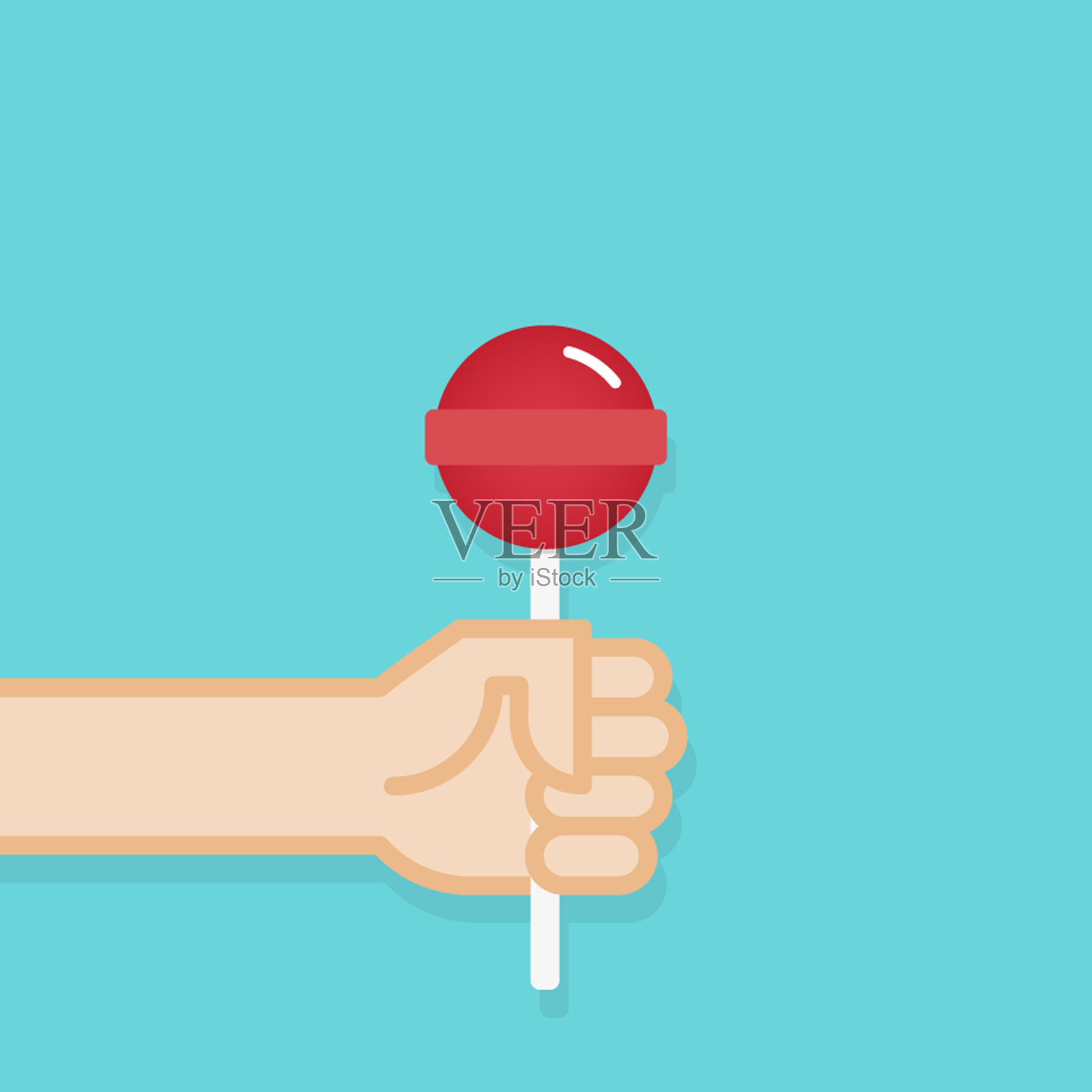 手握棒棒糖。矢量插图,平面设计设计元素图片