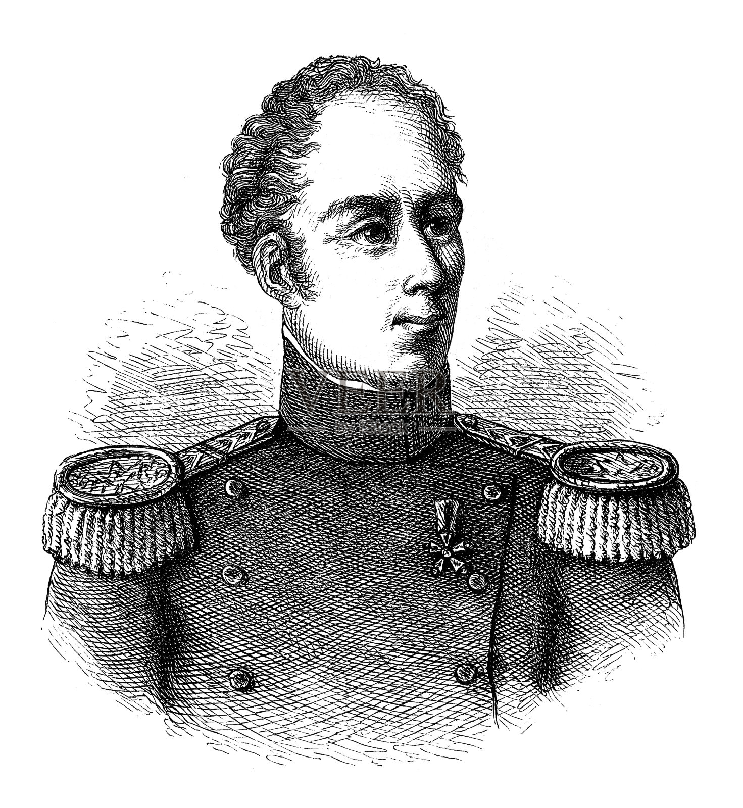 纪尧姆·亨利·杜福尔(1787年9月15日- 1875年7月14日),瑞士陆军军官、桥梁工程师和地形学家,为拿破仑一世效力插画图片素材