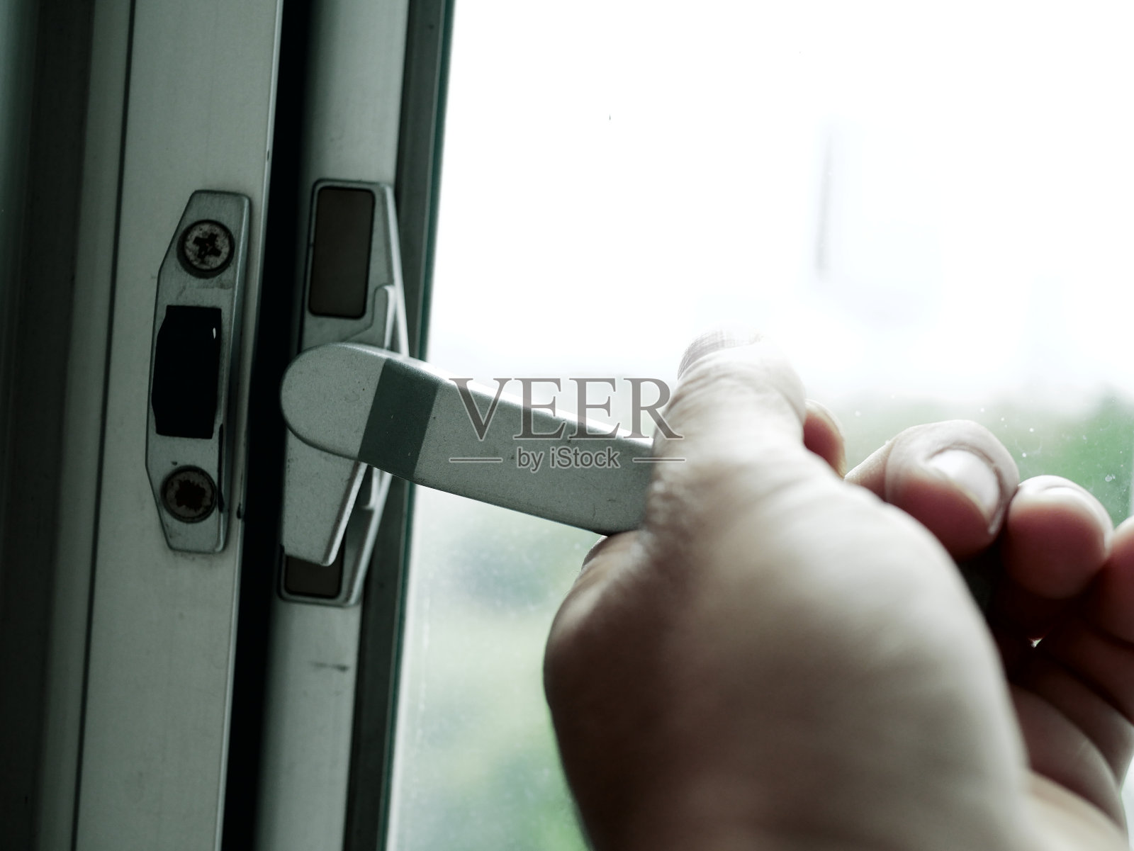 玻璃窗手柄锁照片摄影图片