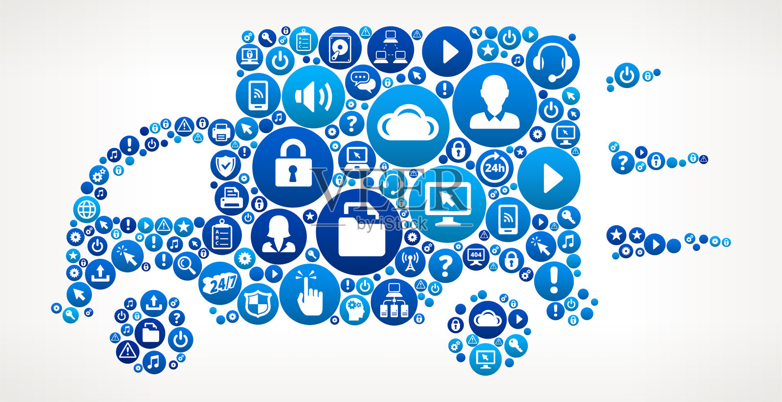 送货卡车计算机技术支持插画图片素材