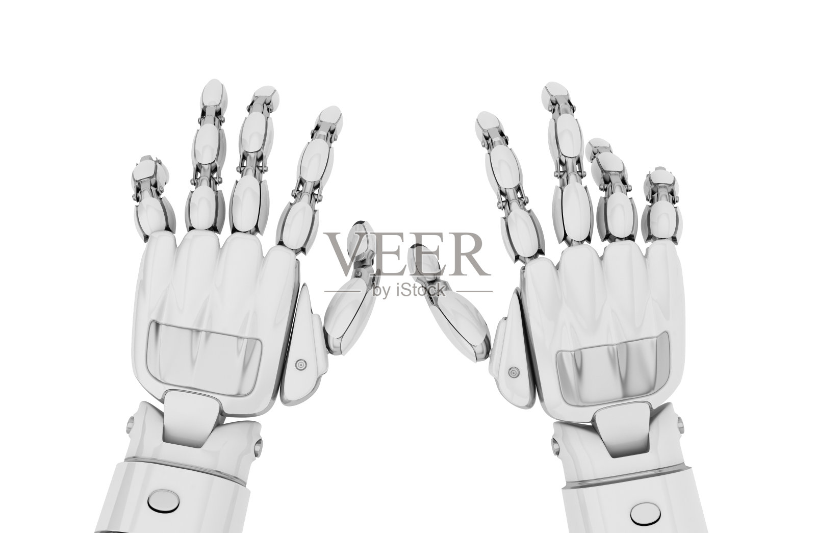 机器人双手孤立在白色背景上。照片摄影图片