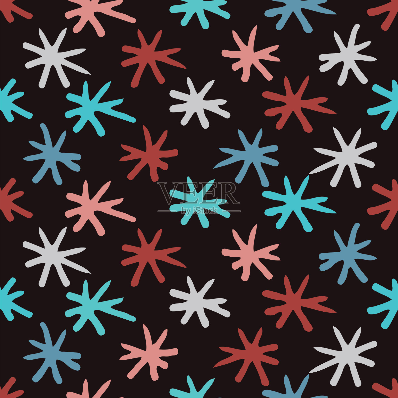 手工块印刷几何无缝图案插画图片素材