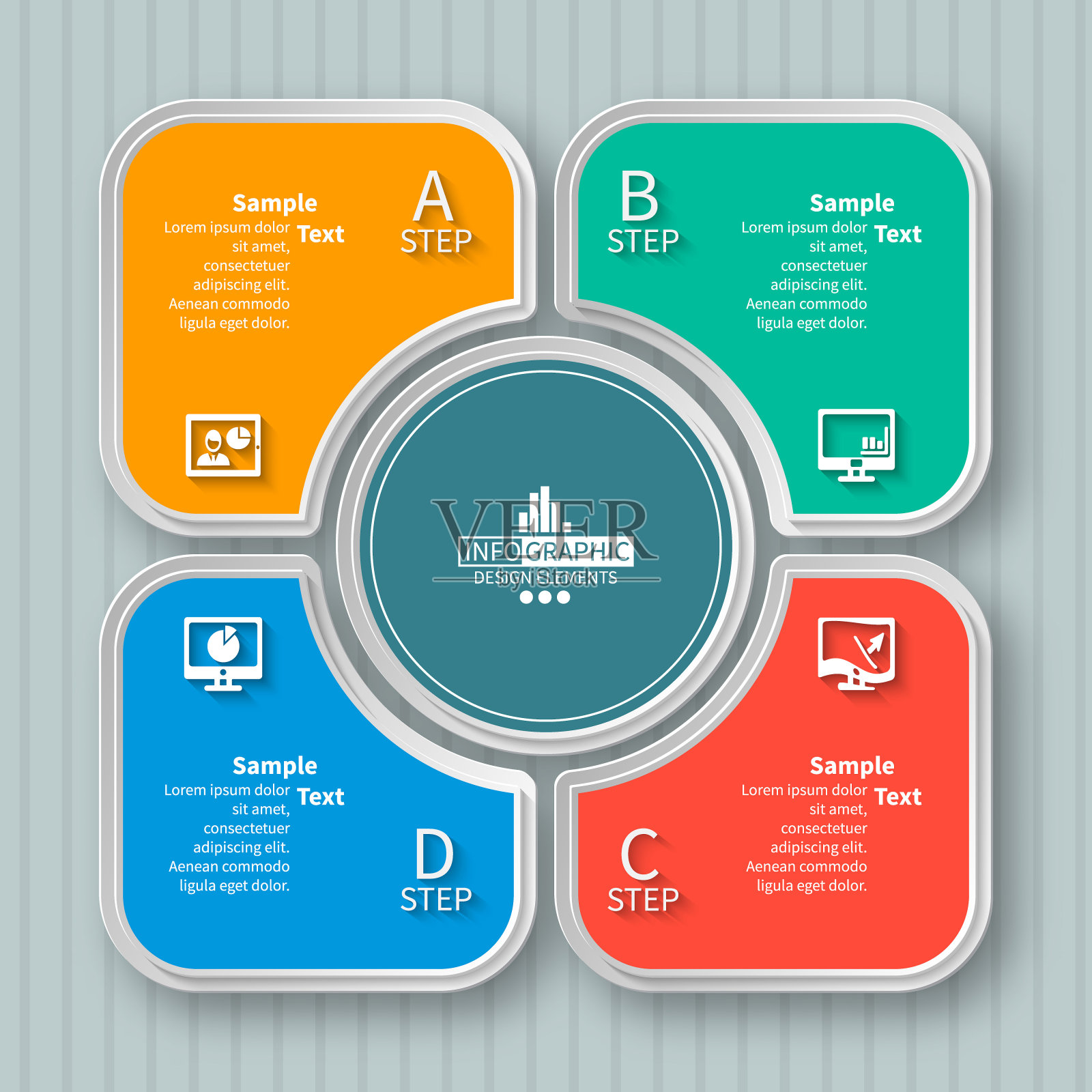 摘要三维纸张信息图插画图片素材