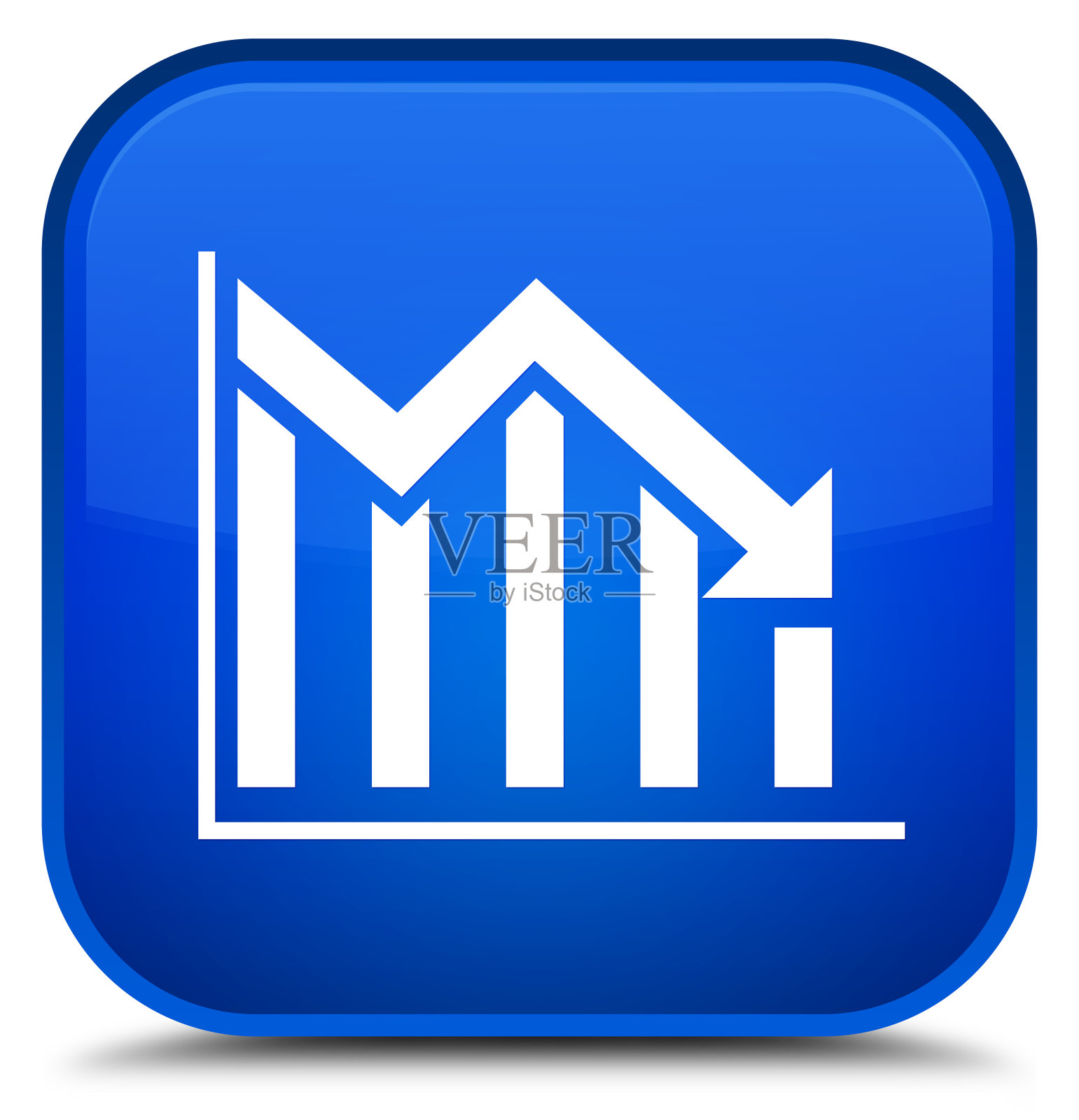 统计下降图标特殊蓝色方框按钮图标素材