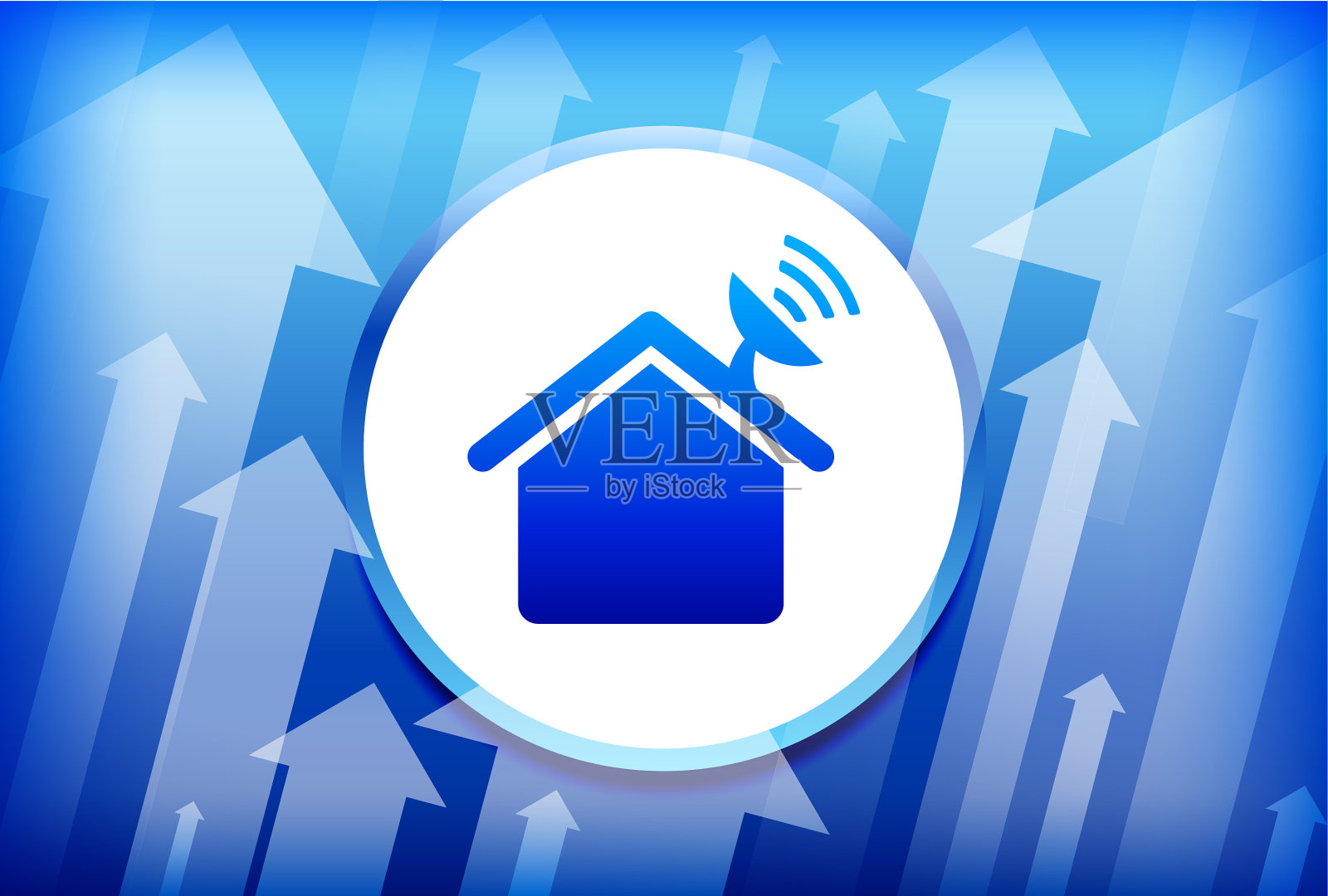 Home Dish蓝色箭头背景插画图片素材